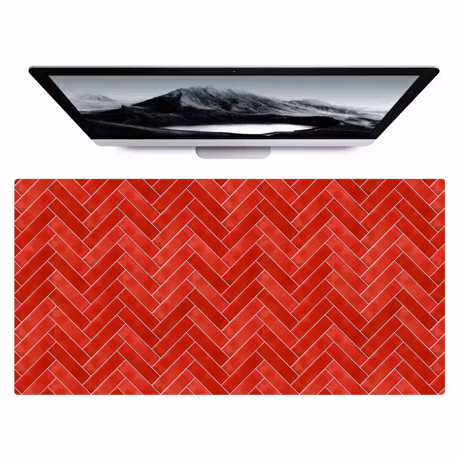 Visgraat - Tegel - Rood Muismat XXL klein 681 -zzz3d