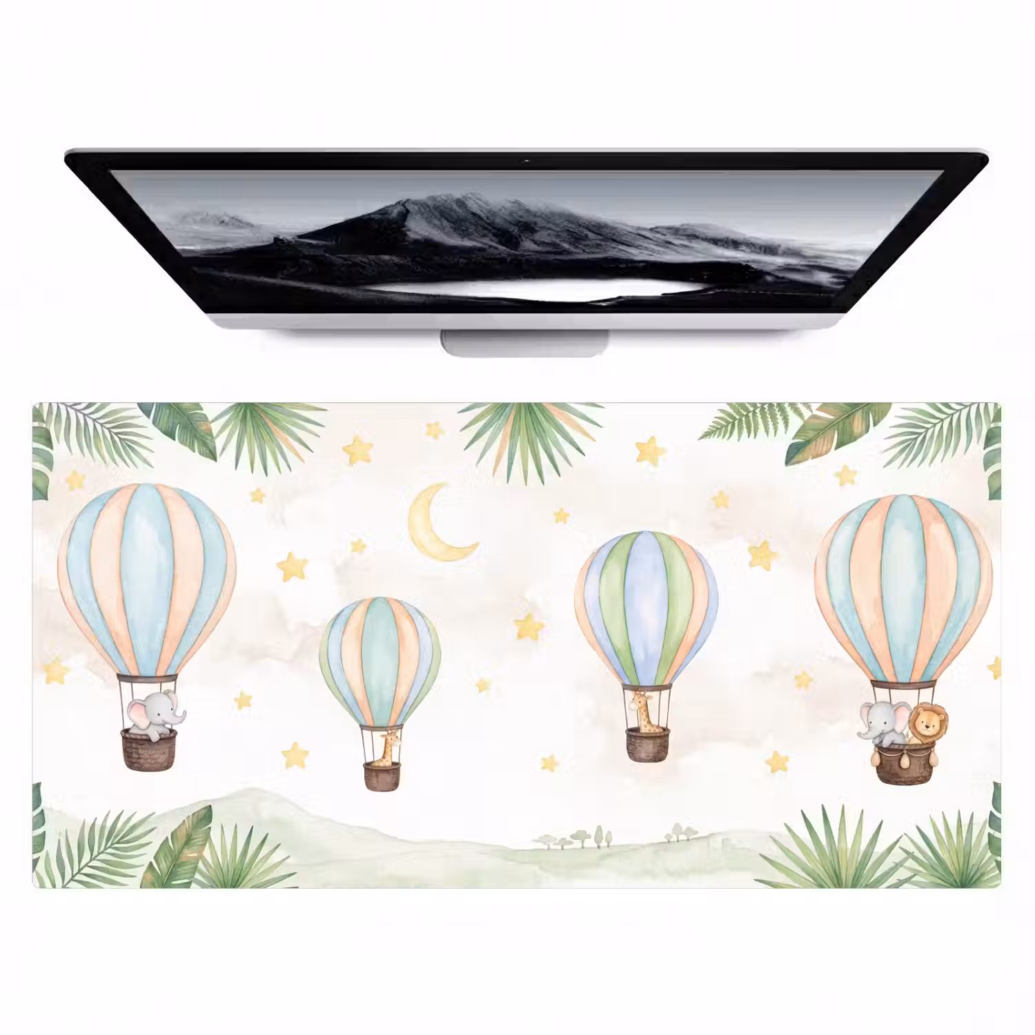 Aquarel - Luchtballonnen - Pastel Muismat XXL klein -zzz3d