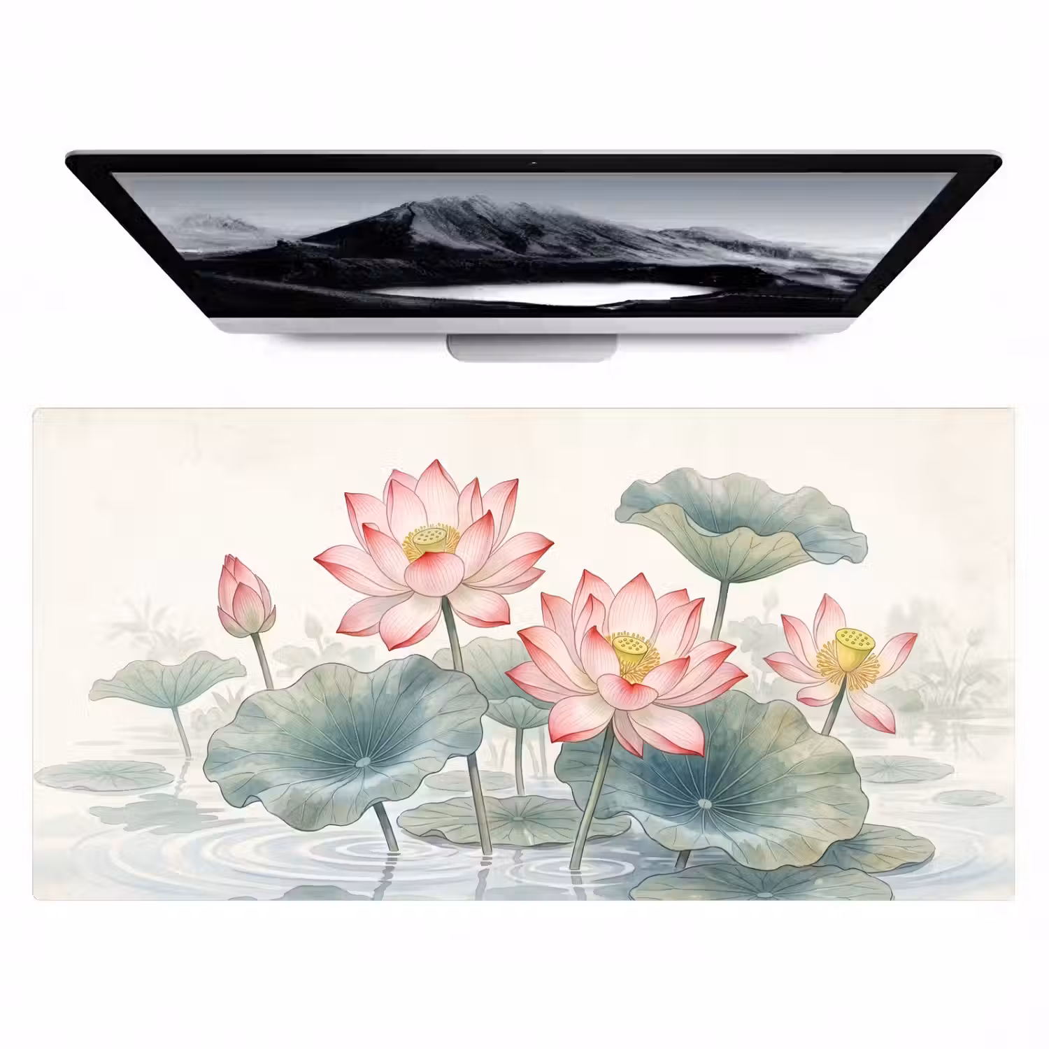 Aquarel - Lotusbloemen - Kleurrijk Muismat XXL klein -zzz3d