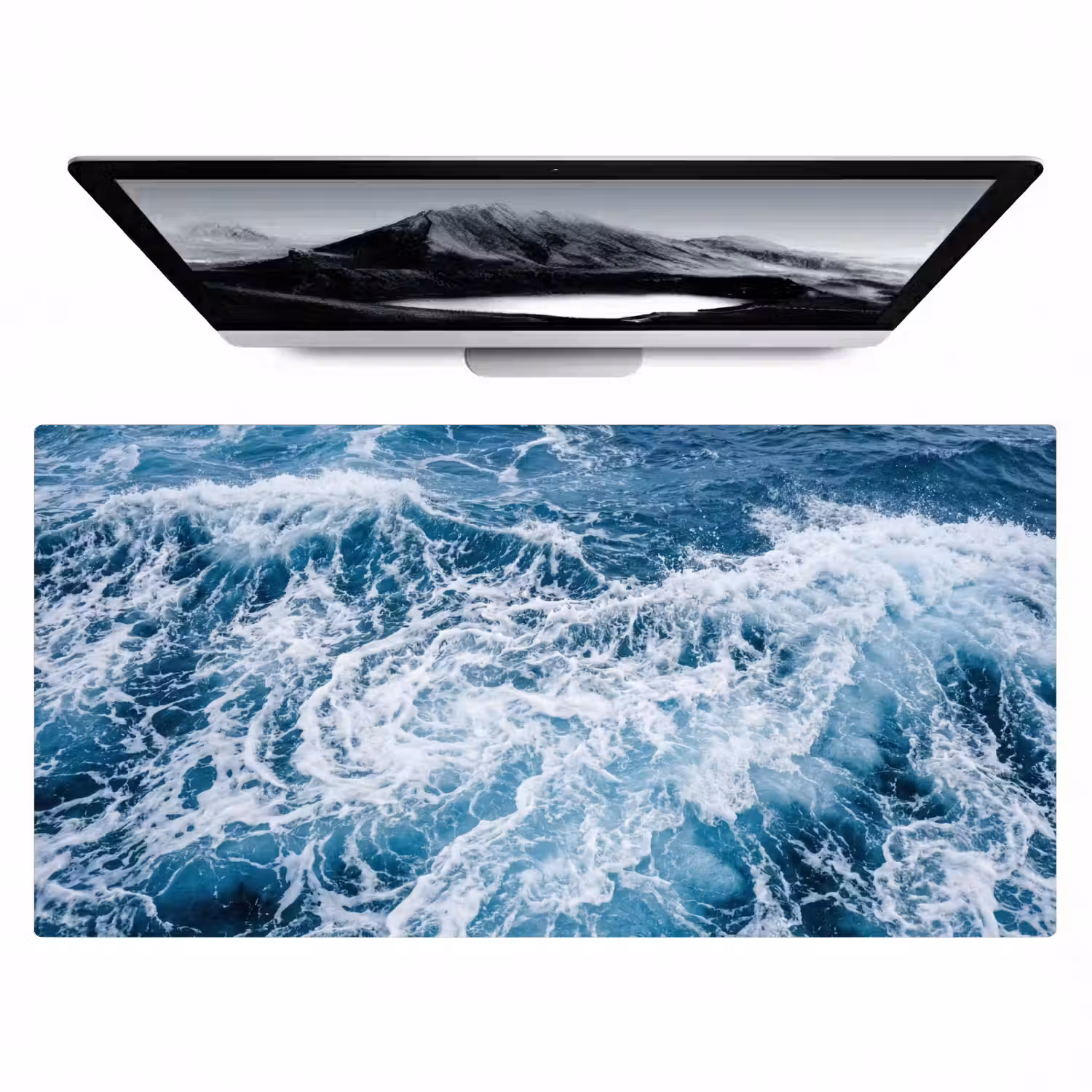 Golven - Oceaan - Blauw Muismat XXL klein -zzz3d
