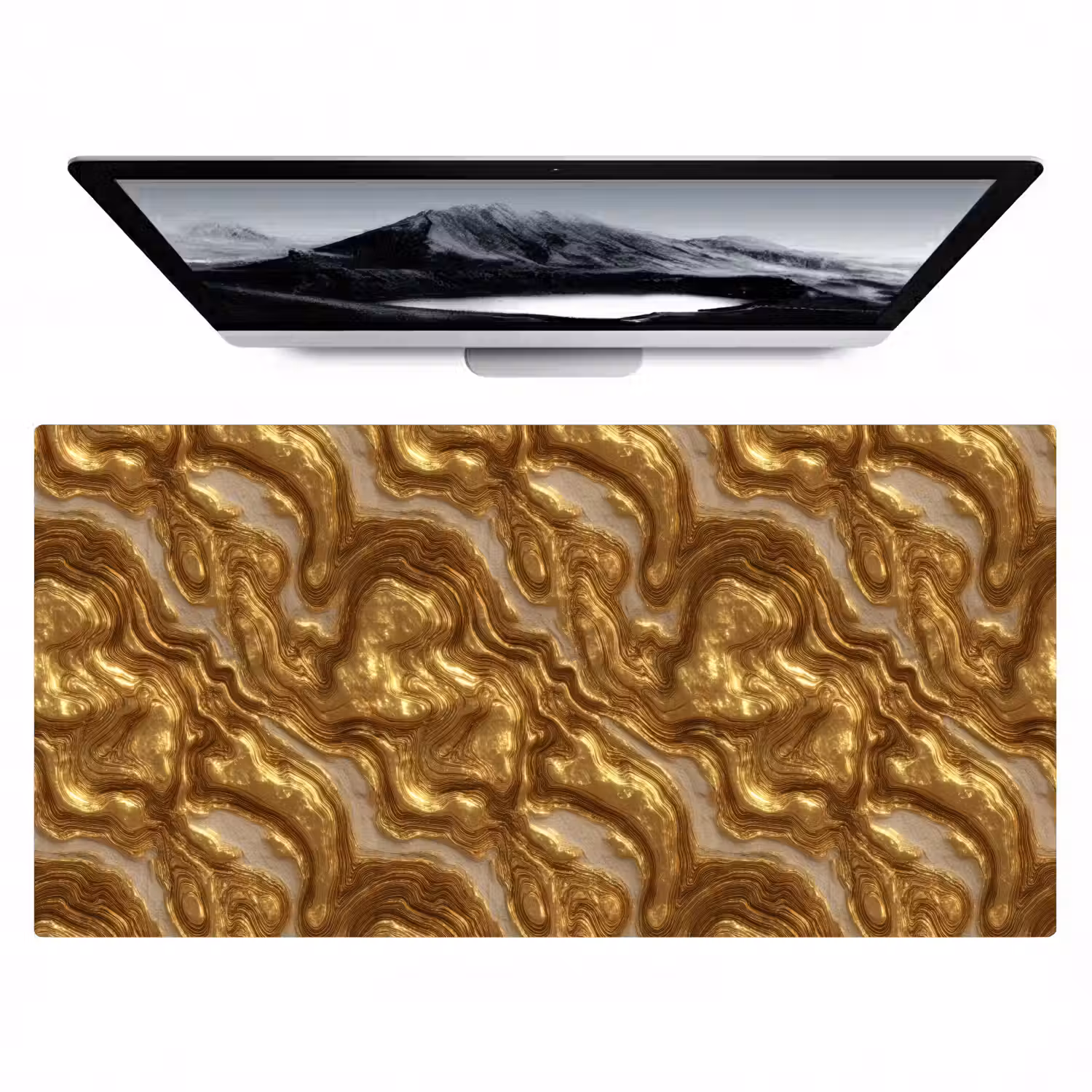Golven - Organisch - Goud - Crème Muismat XXL klein 681 -zzz3d