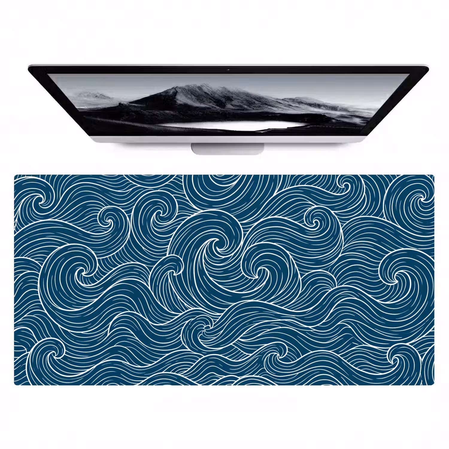Golven - Spiraal - Water - Abstract - Blauw Muismat XXL klein -zzz3d