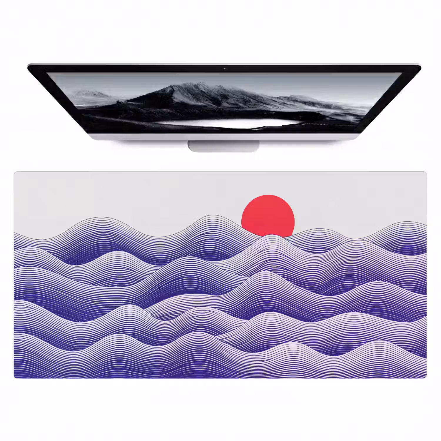 Golven - Zon - Natuur - Abstract - Rood Muismat XXL klein -zzz3d