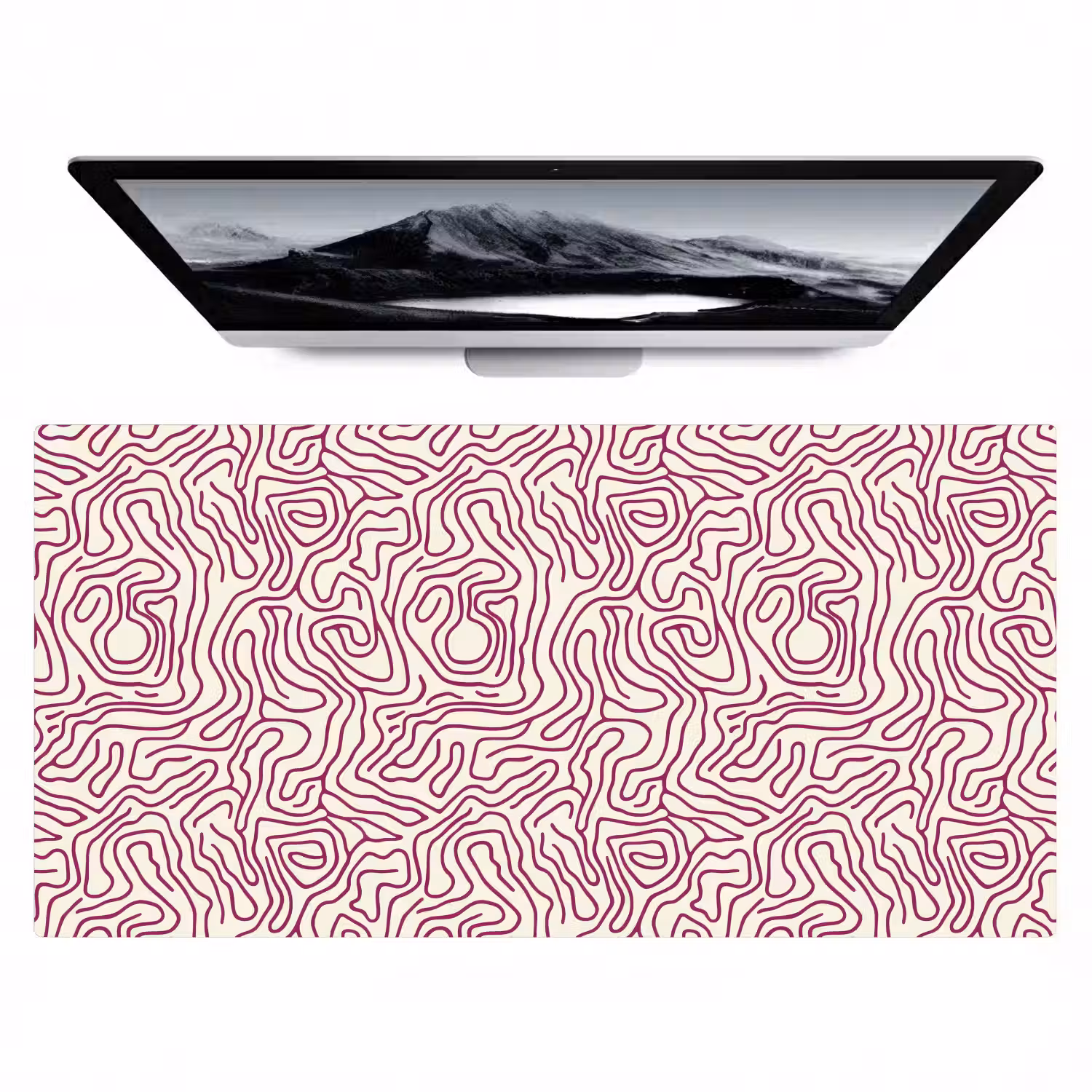 Kronkelende lijn - Magenta - Crème Muismat XXL klein 681 -zzz3d