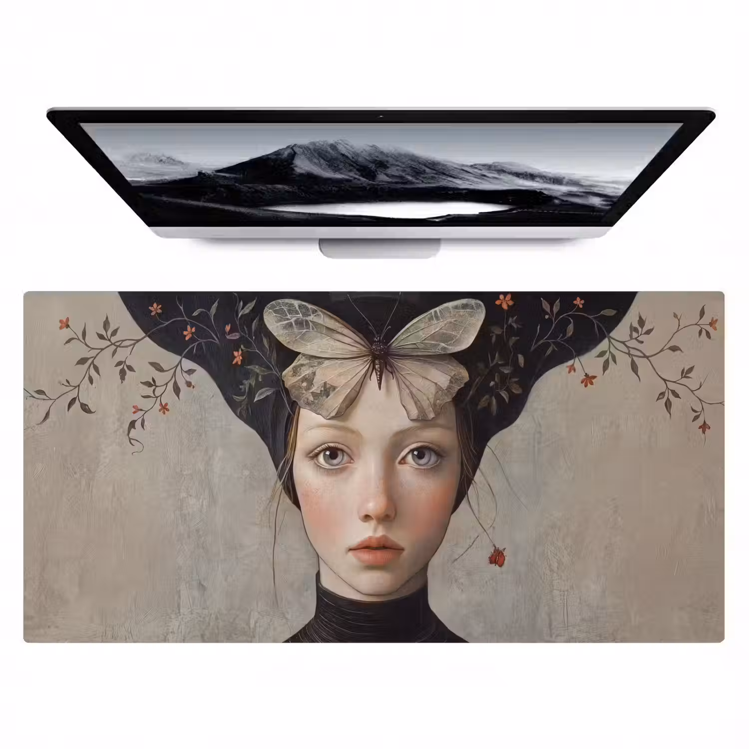 Woman - Butterfly - Art - Classic - Muted Muismat XXL klein -zzz3d