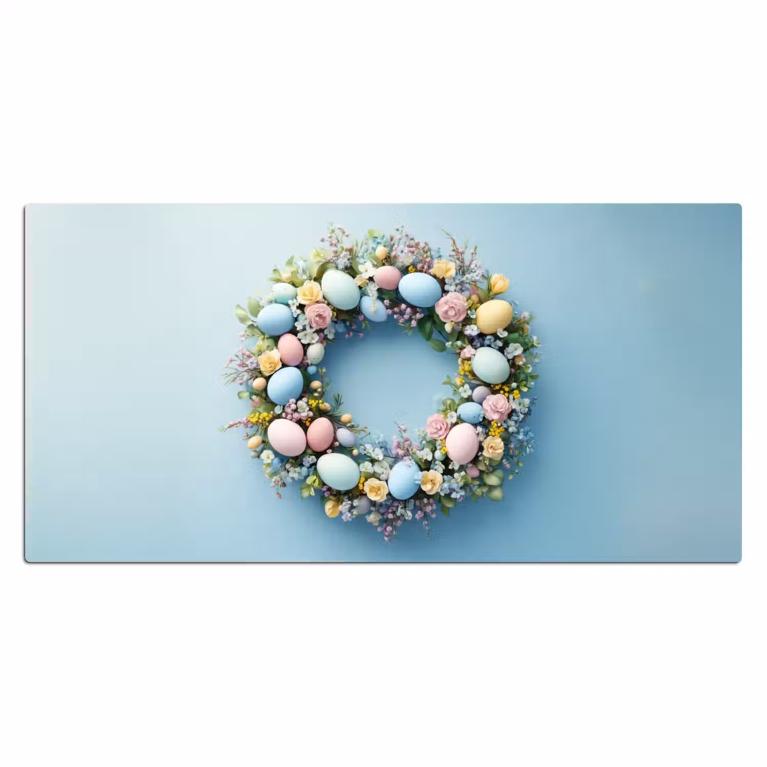 Krans - Eieren - Bloemen Muismat XXL klein -3d_leeg