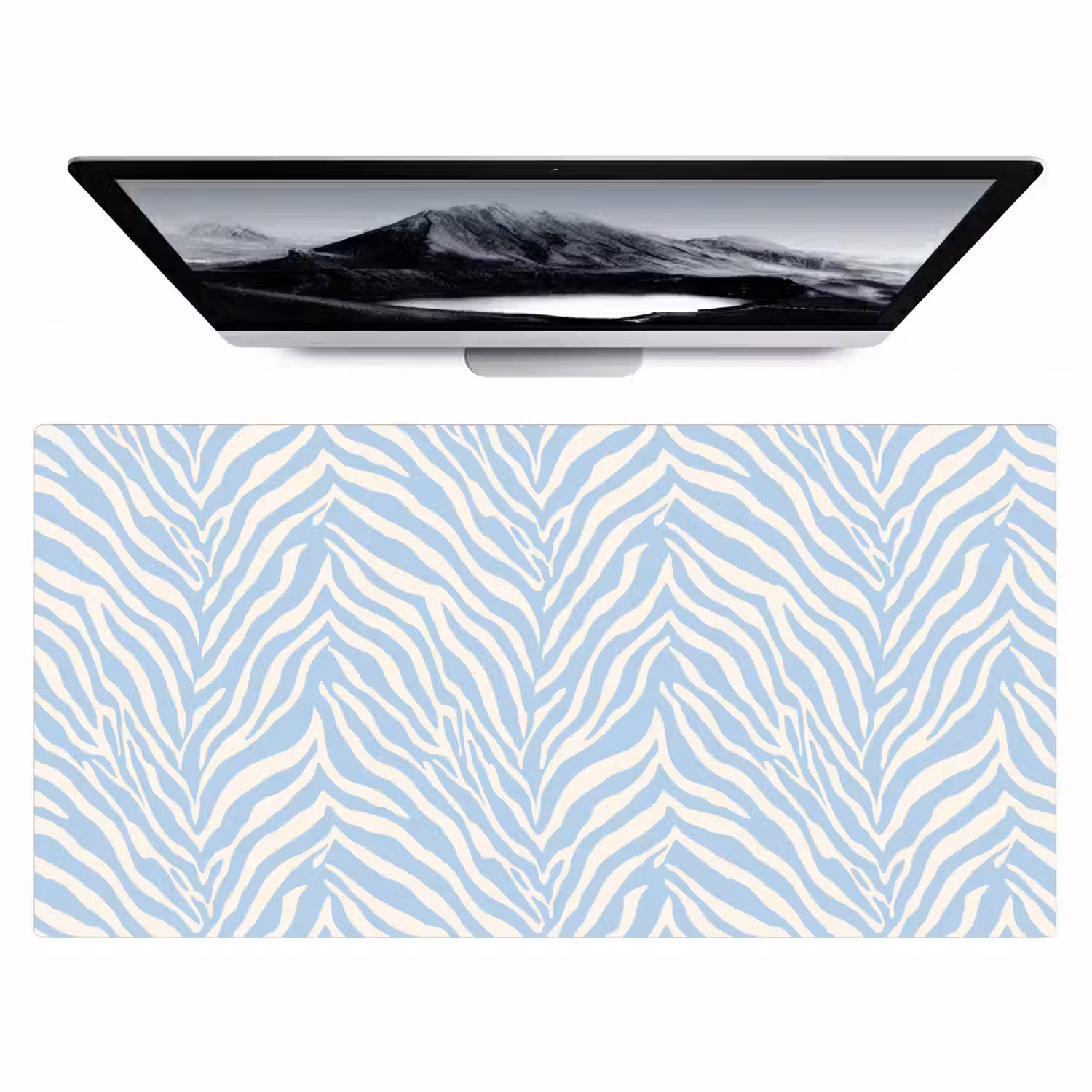 Zebra - Motief - Blauw - Wit Muismat XXL klein 681 -zzz3d