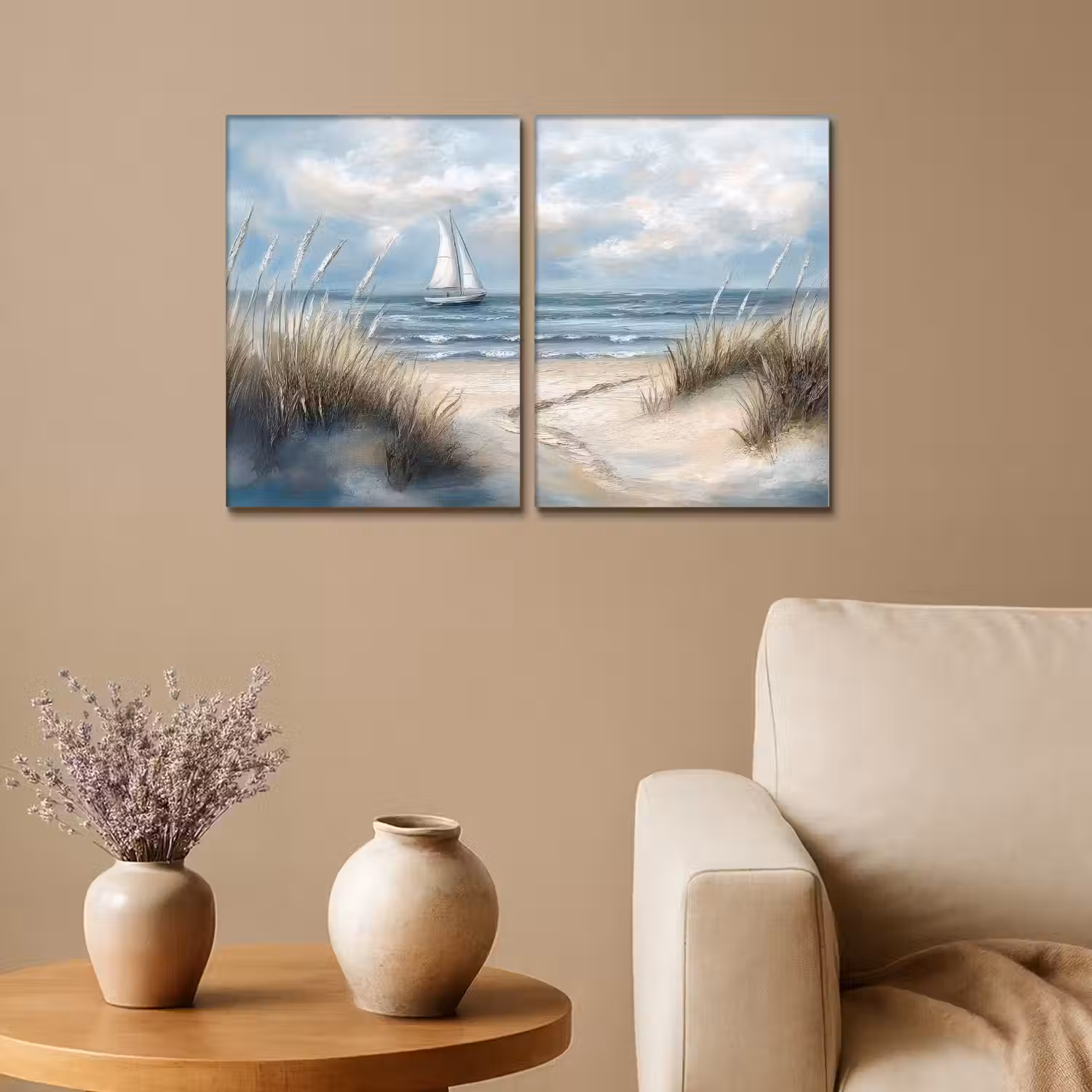 Strand - Verf - Natuur - Boot Canvas - Meerluiken 2 luik klein -sfeer1