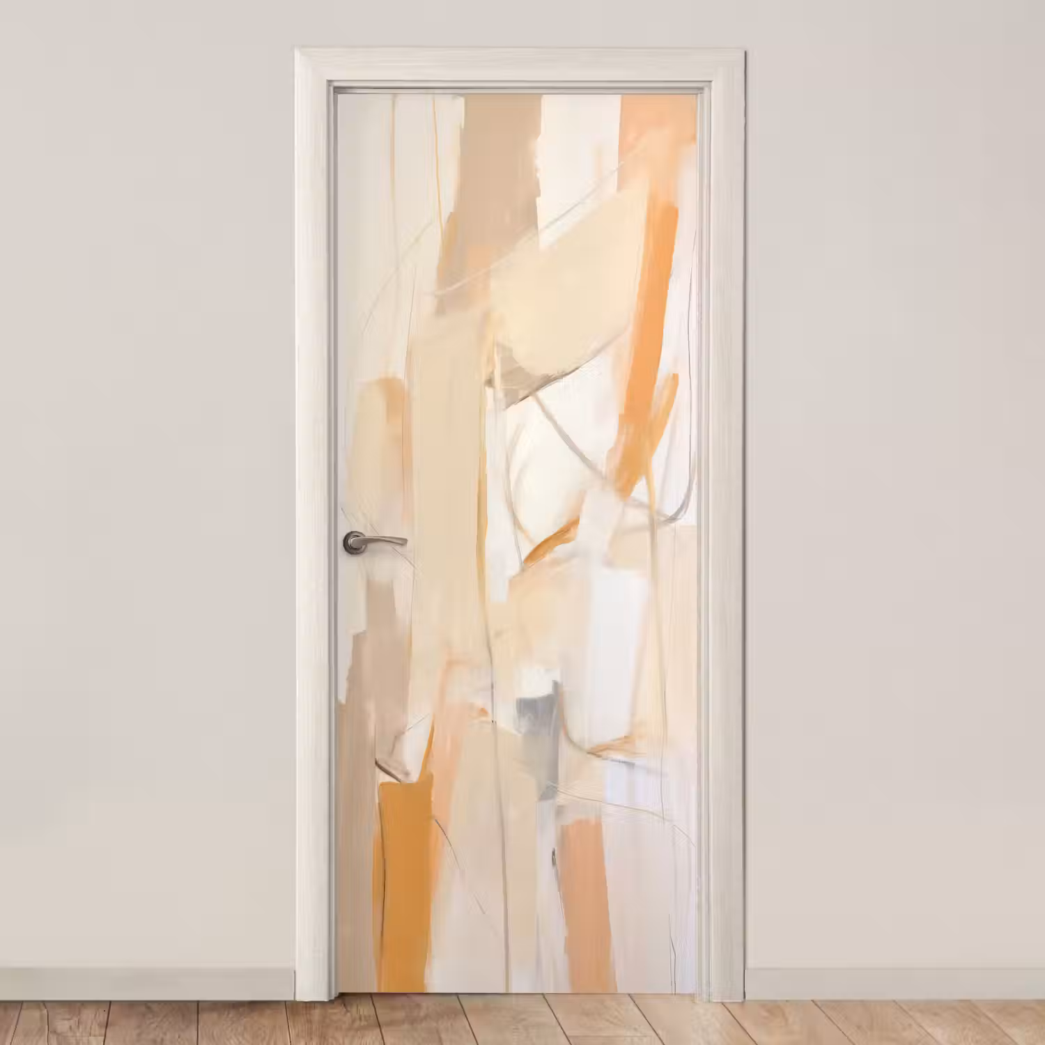 Abstract - Beige - Oranje - Kunst - Modern deurposter klein -3d_beige