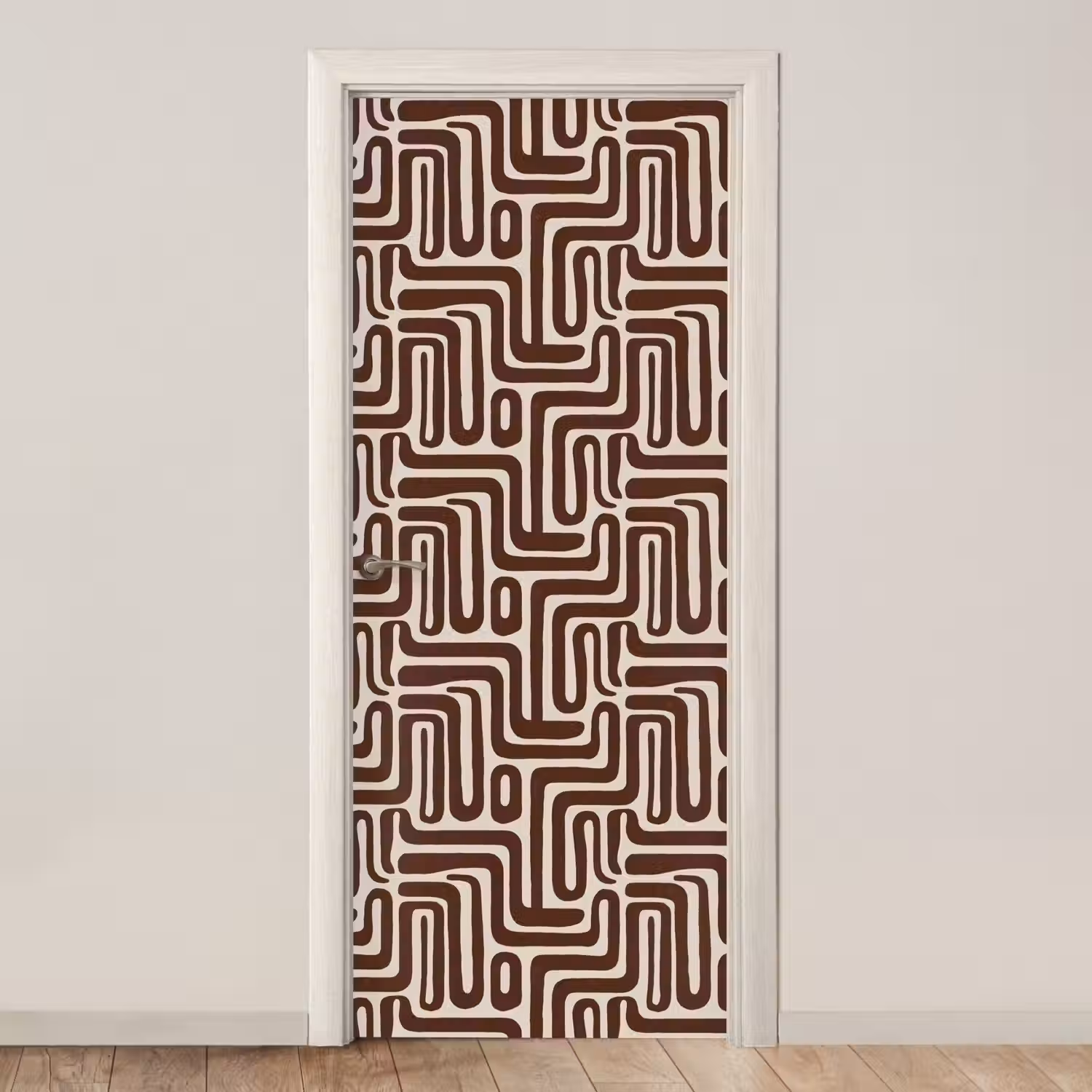 Abstract - Patroon - Bruin deurposter klein 289 -3d_beige