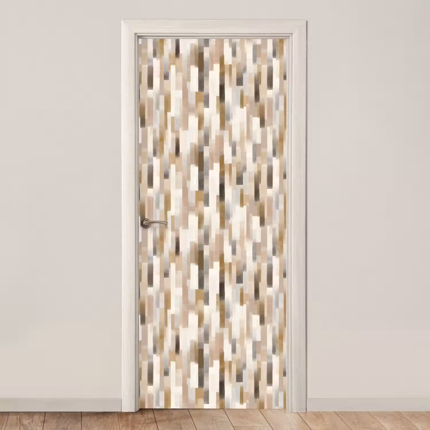 Abstract - Patroon - Kwaststreken deurposter klein 289 -3d_beige