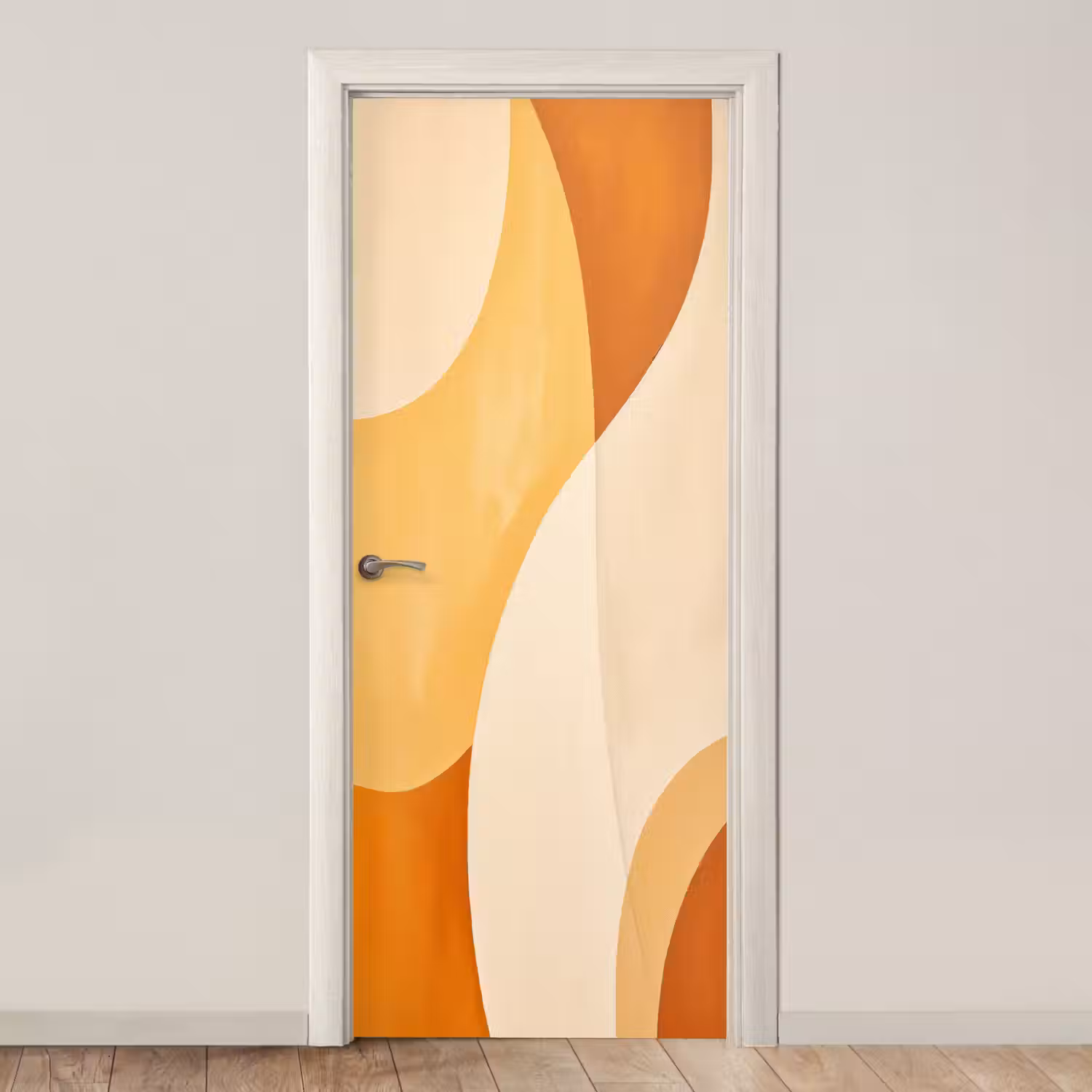 Abstract - Patroon - Modern - Beige - Oranje deurposter klein -3d_beige