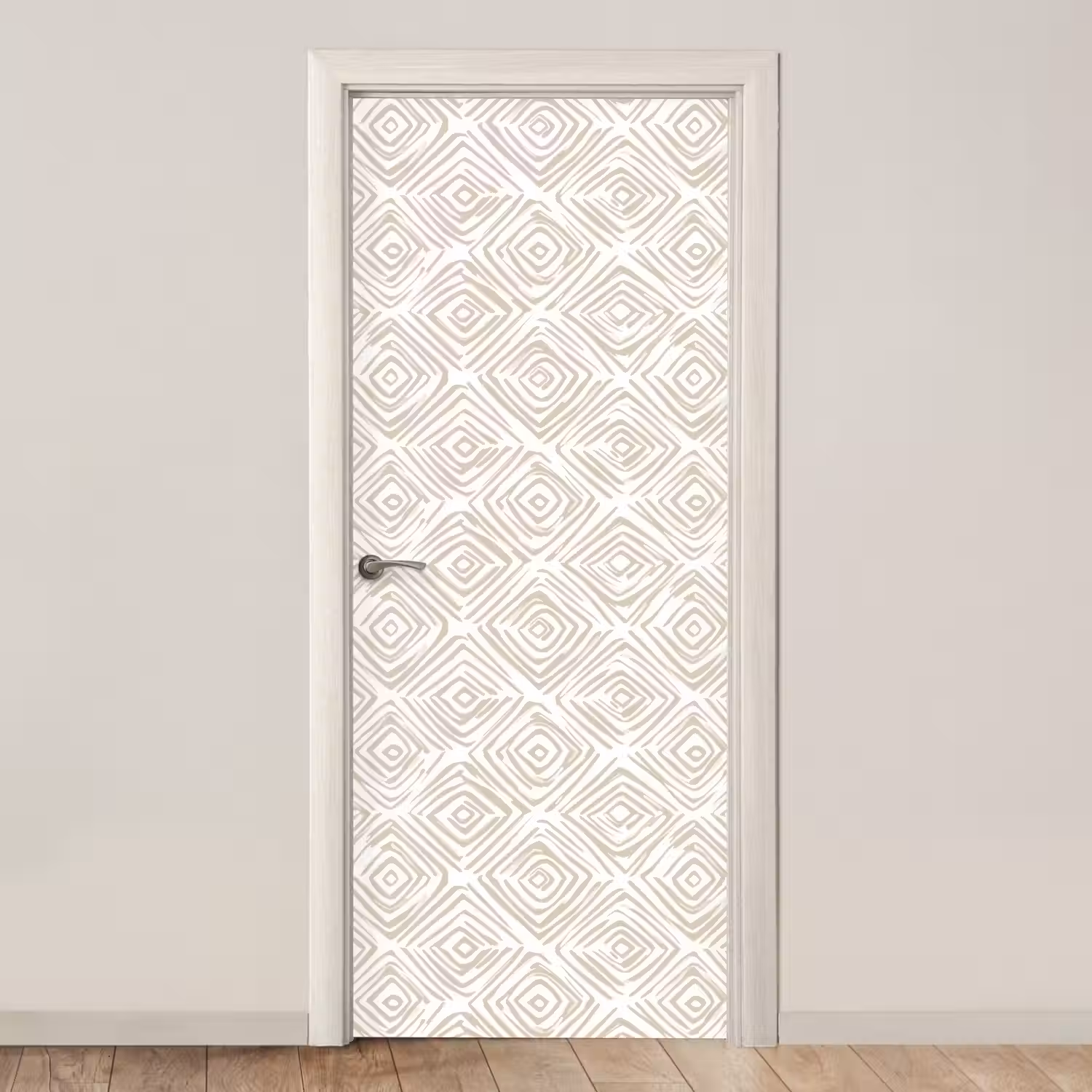 Abstract - Ruit - Beige deurposter klein 289 -3d_beige