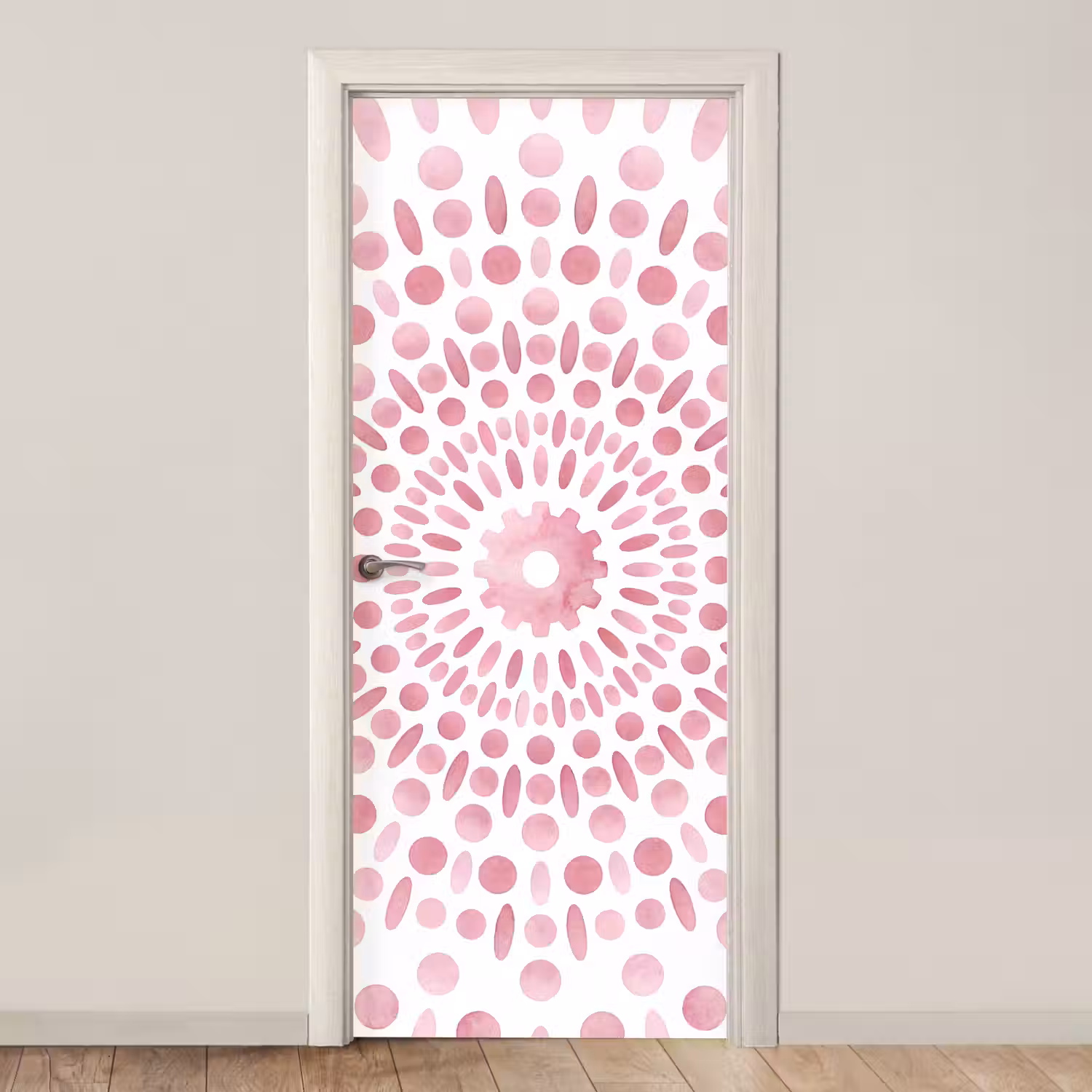 Abstract - Vormen - Patroon - Aquarel - Roze deurposter klein -3d_beige