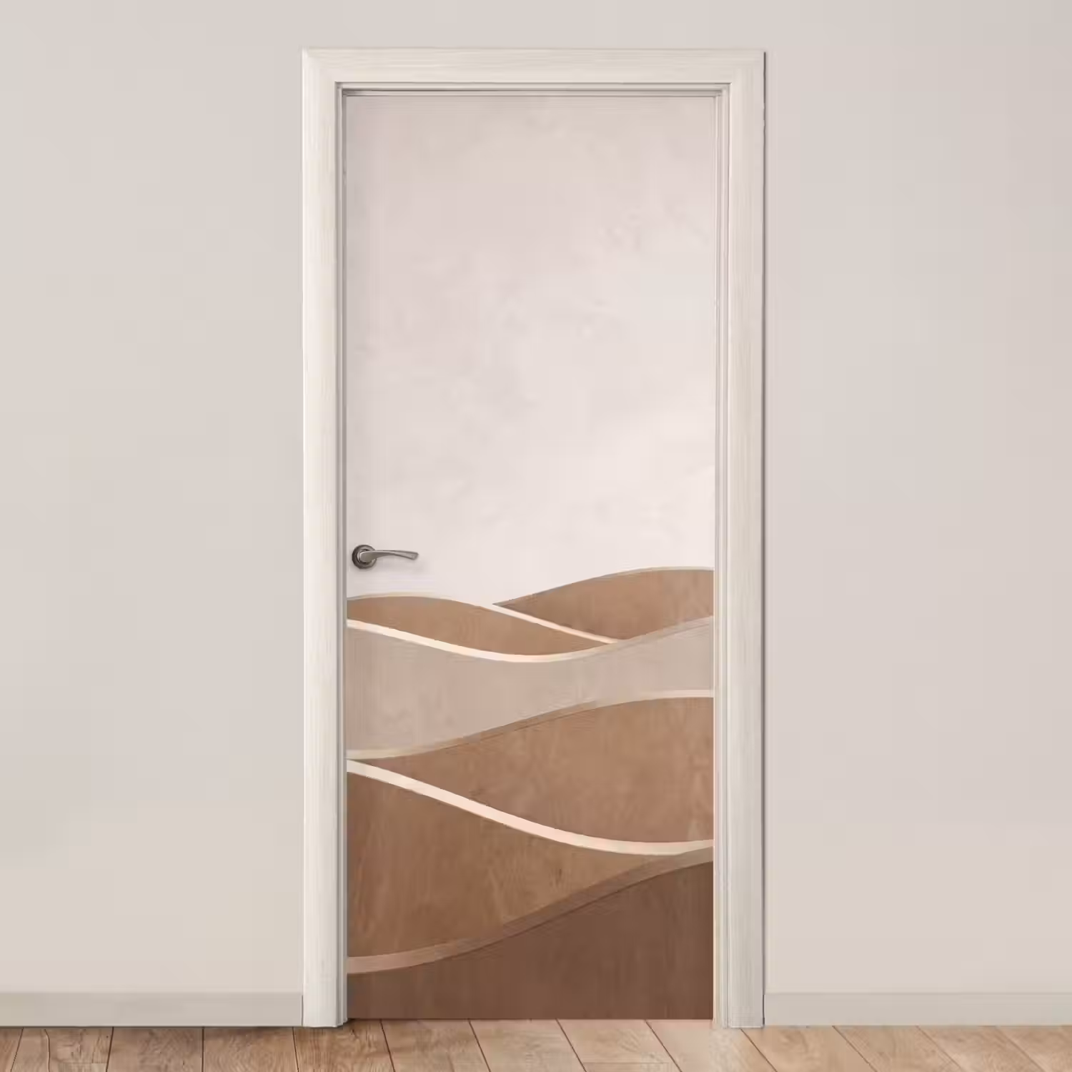 Abstract - Golven - Modern - Beige deurposter klein -3d_beige