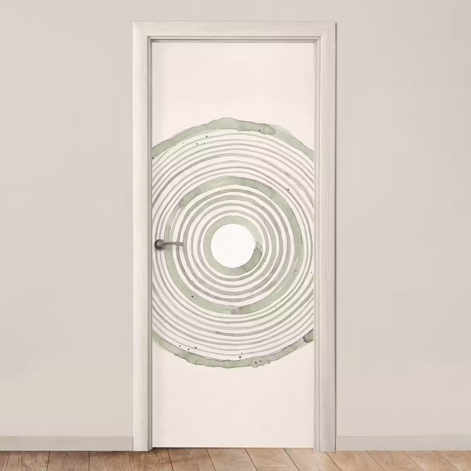Abstractie - Cirkels - Waterverf - Groen - Modern deurposter klein -3d_beige