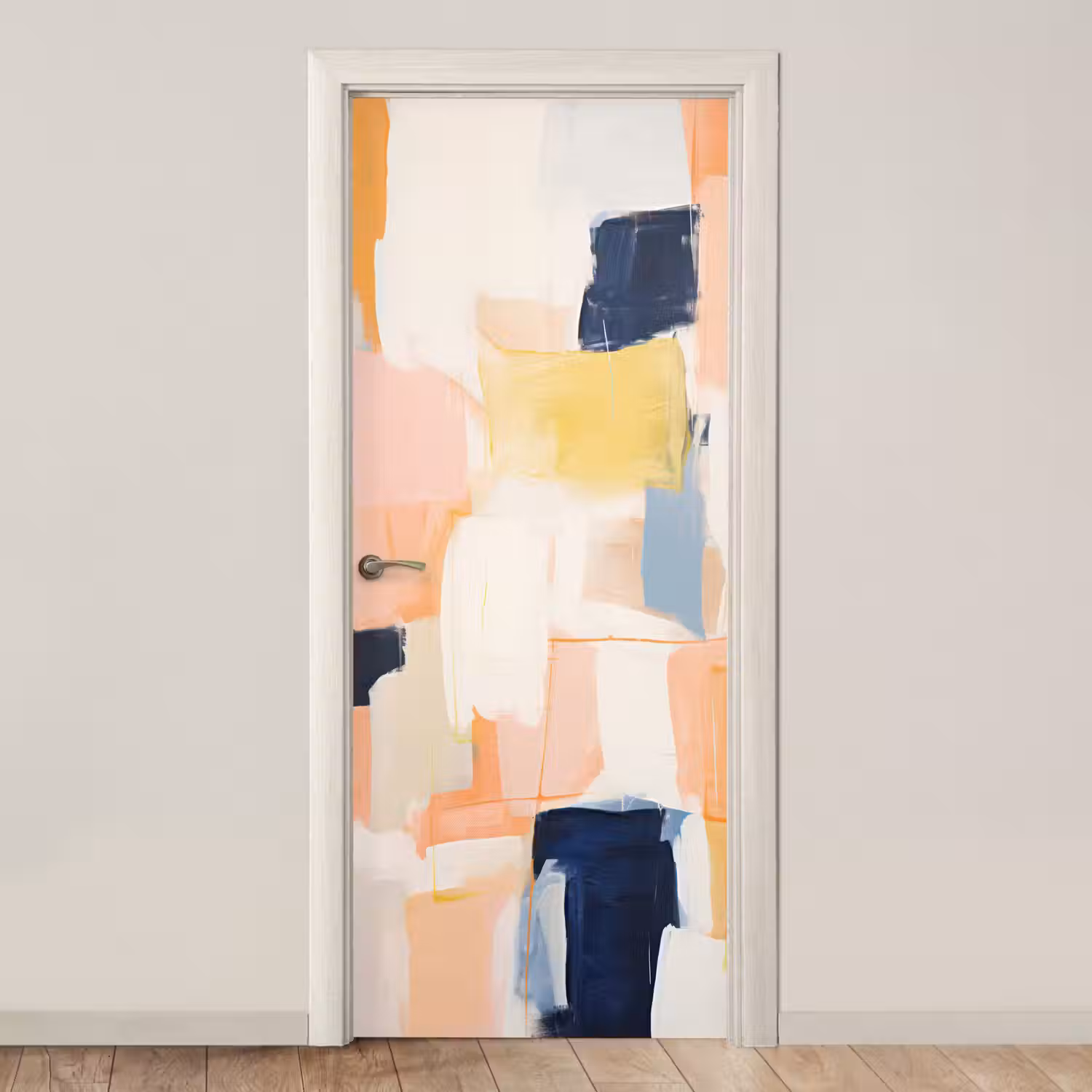 Kunst - Abstract - Roze - Pastel deurposter klein -3d_beige