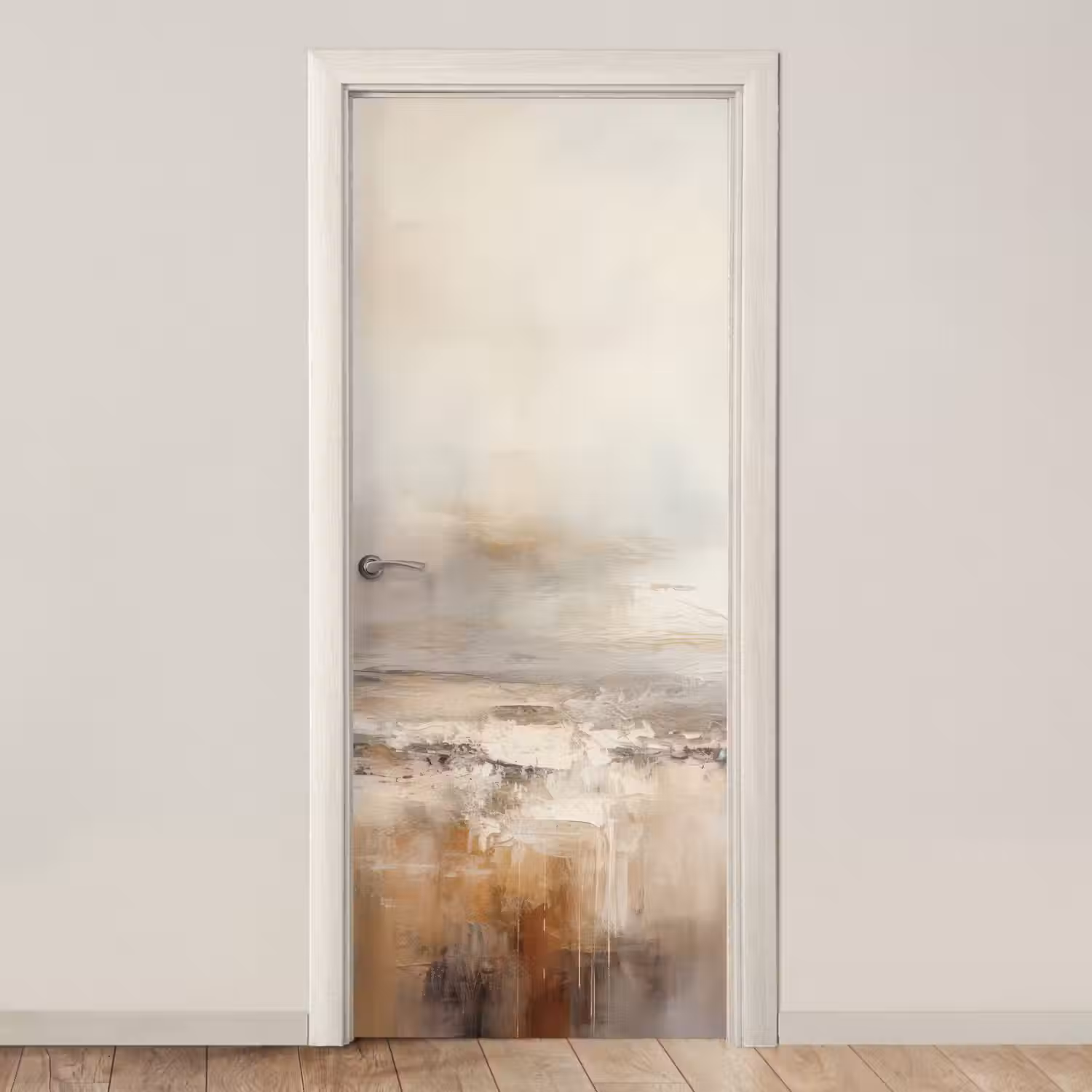 Kunst - Industrieel - Grijs - Bruin - Abstract deurposter klein -3d_beige