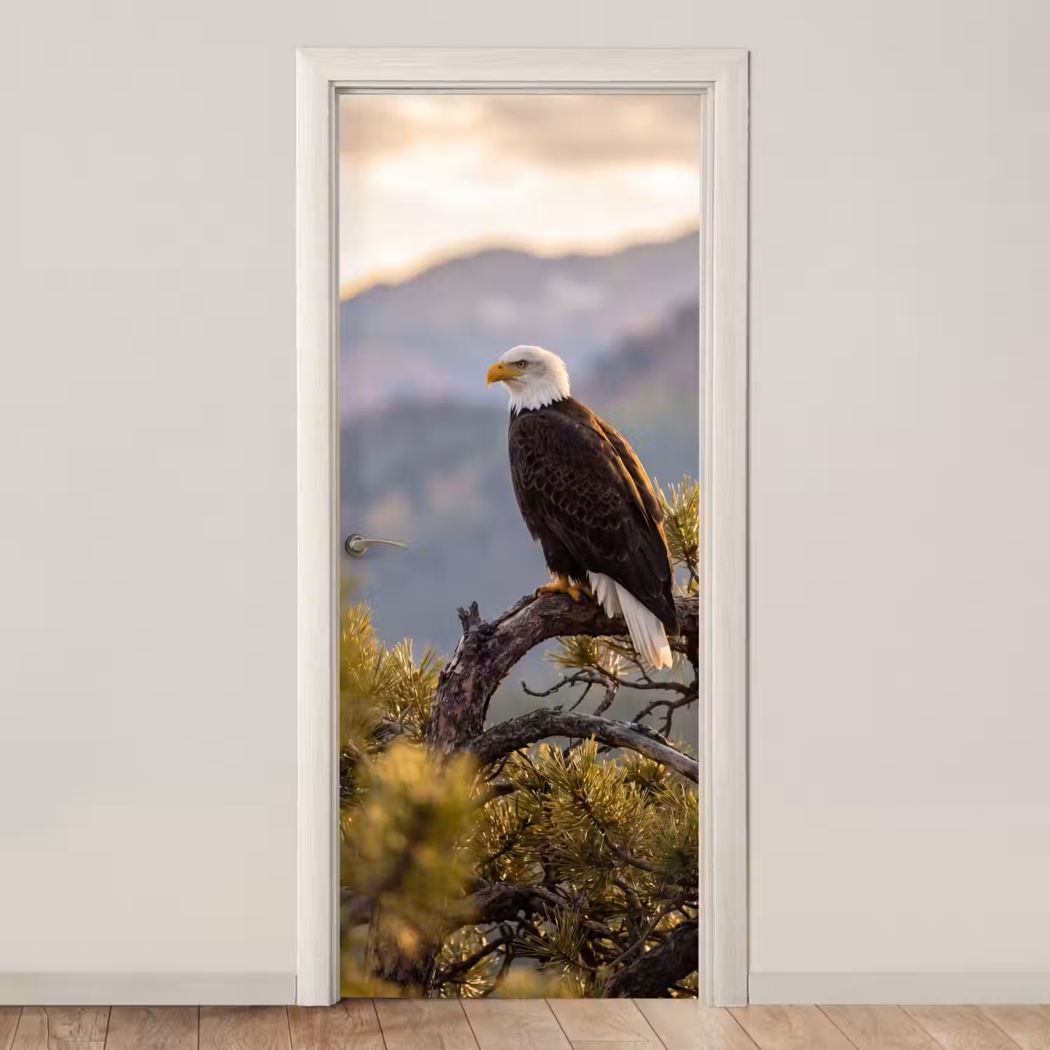 Zeearend - Boom - Bergen - Groen deurposter klein -3d_beige