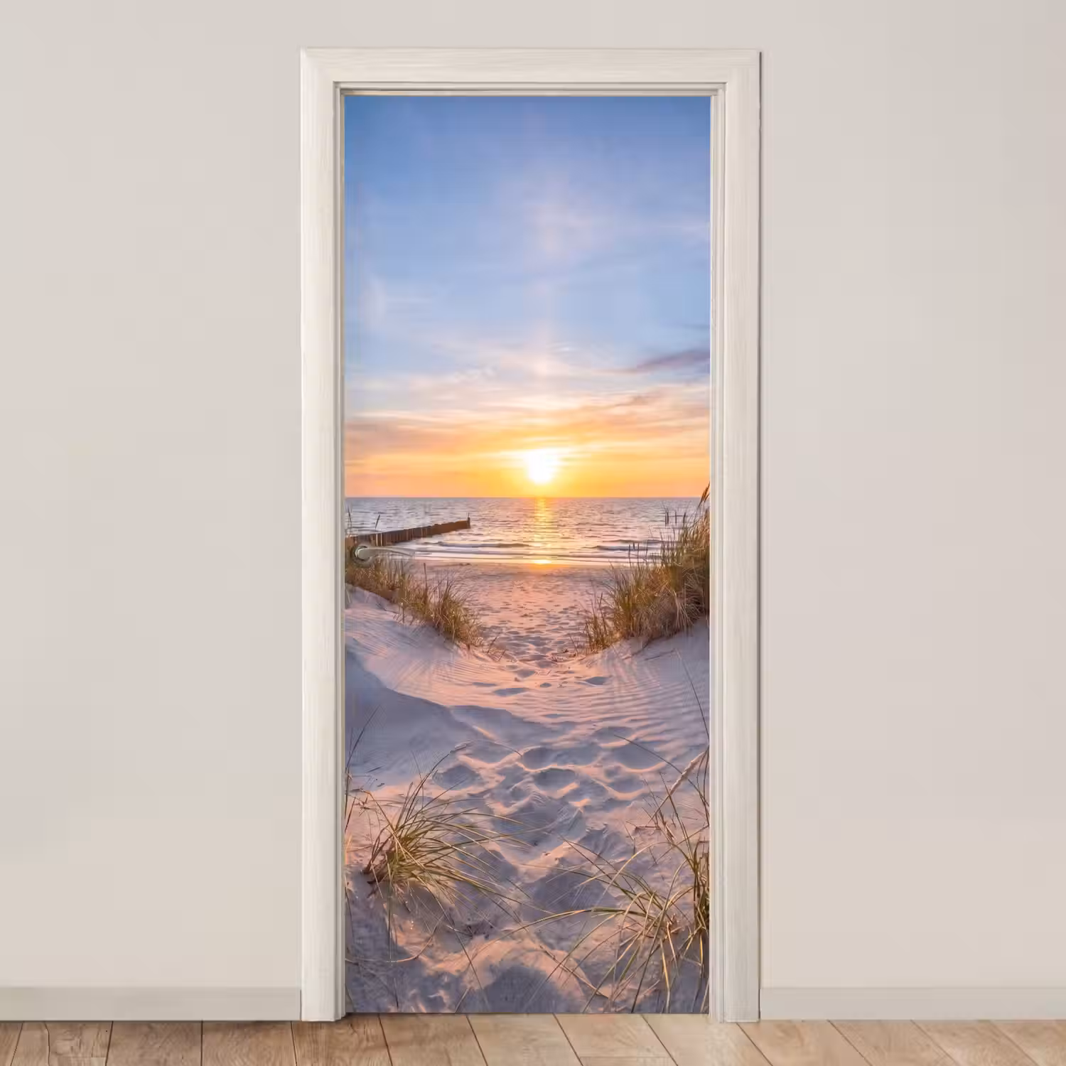 Strand - Zonsondergang - Natuur - Landschap deurposter klein -3d_beige