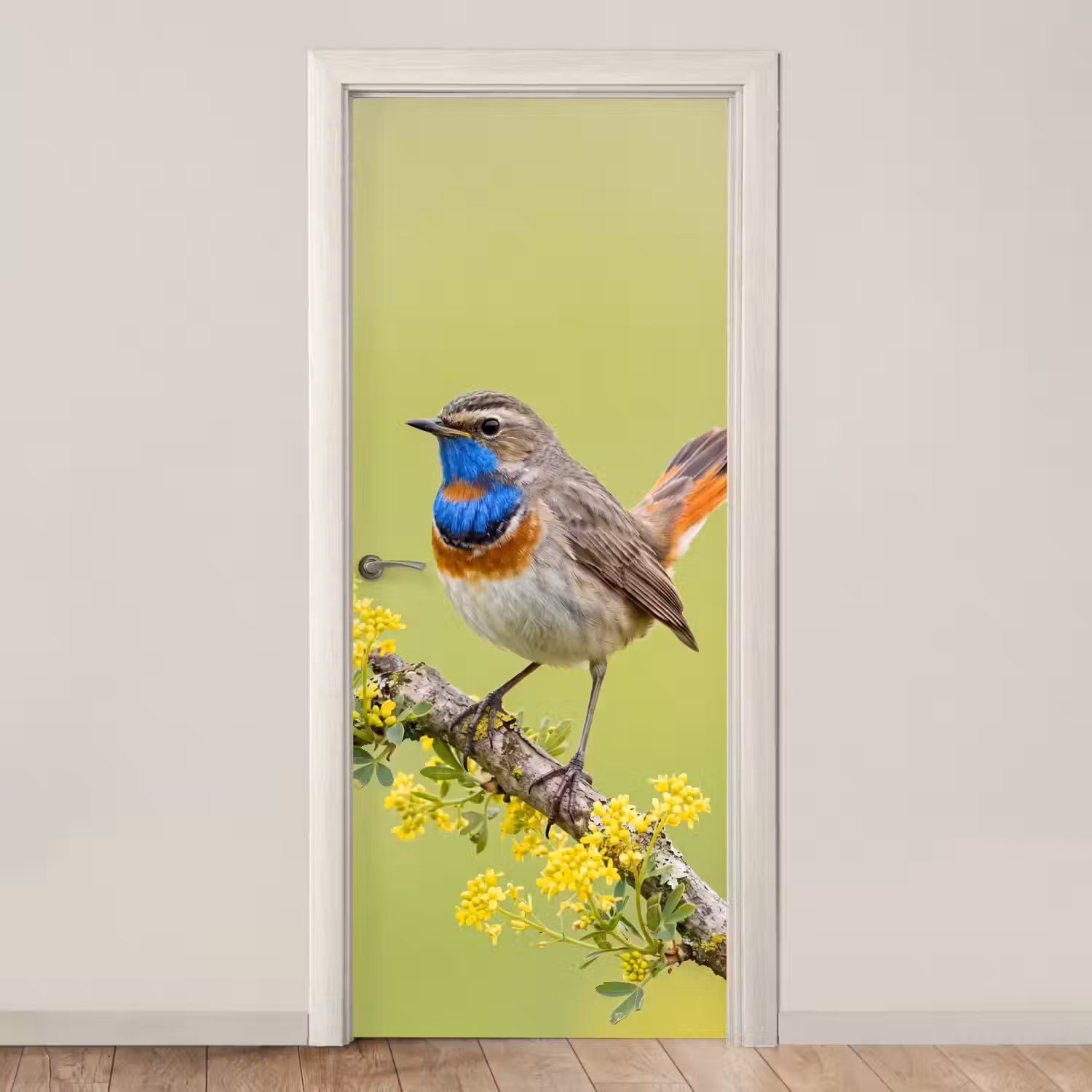 Vogel - Tak - Natuur - Kleurrijk deurposter klein -3d_beige