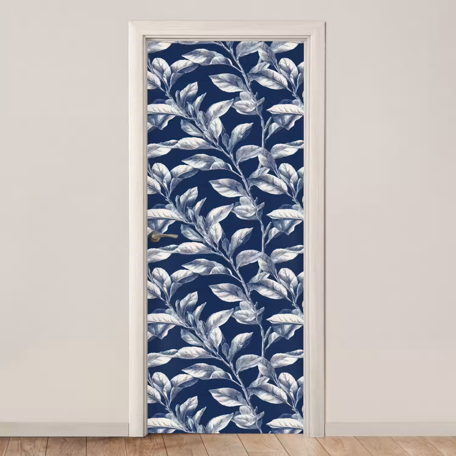 Botanisch - Patroon - Blauw deurposter klein 289 -3d_beige
