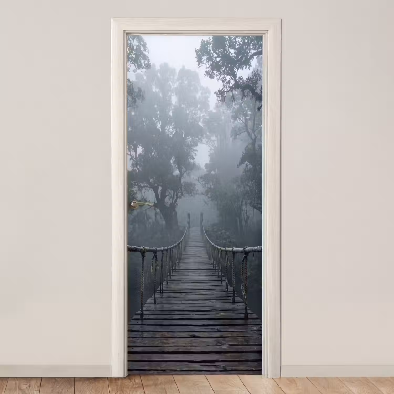 Brug - Jungle - Mist - Natuur deurposter klein -3d_beige