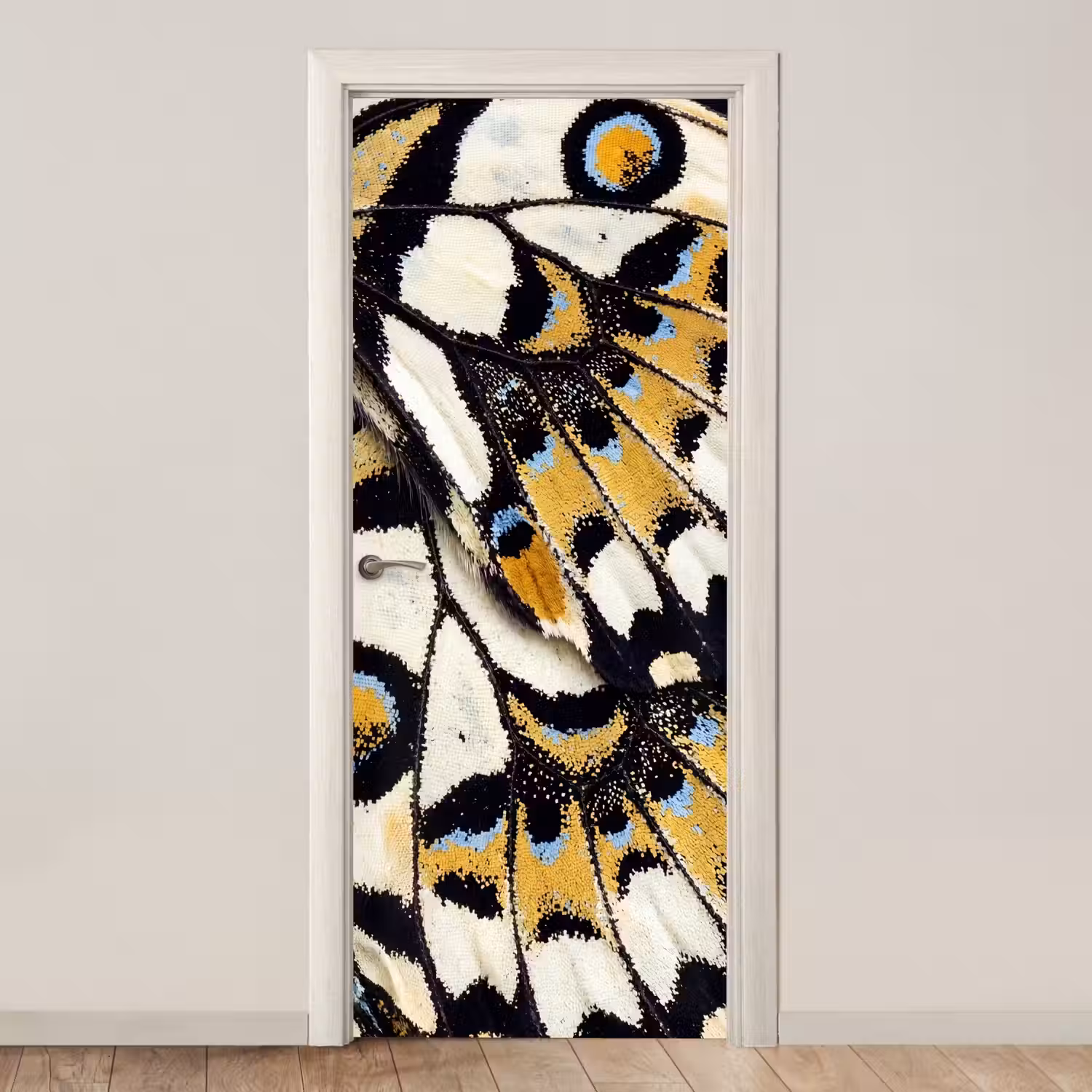 Vlinder - Vleugel - Geel deurposter klein -3d_beige