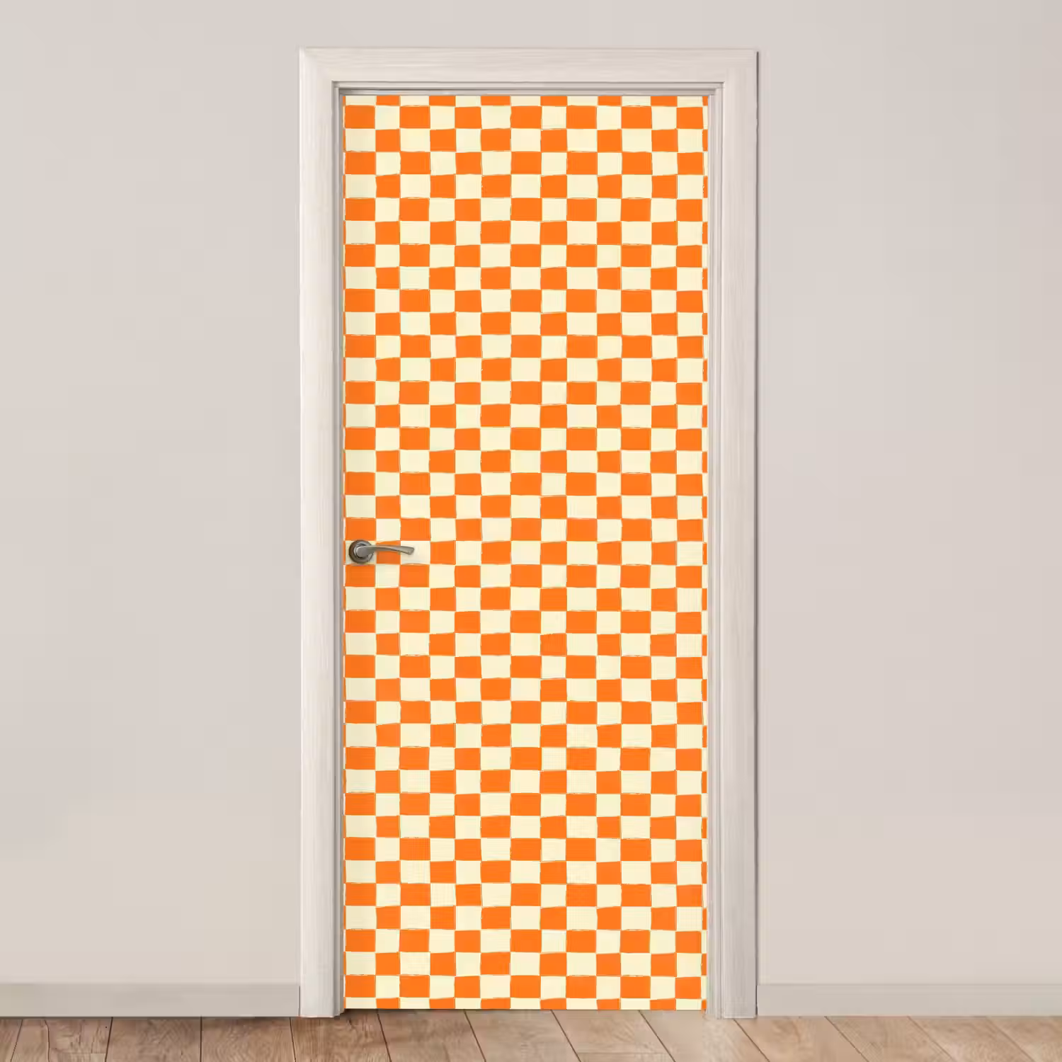 Schaak - Patroon - Oranje deurposter klein 289 -3d_beige
