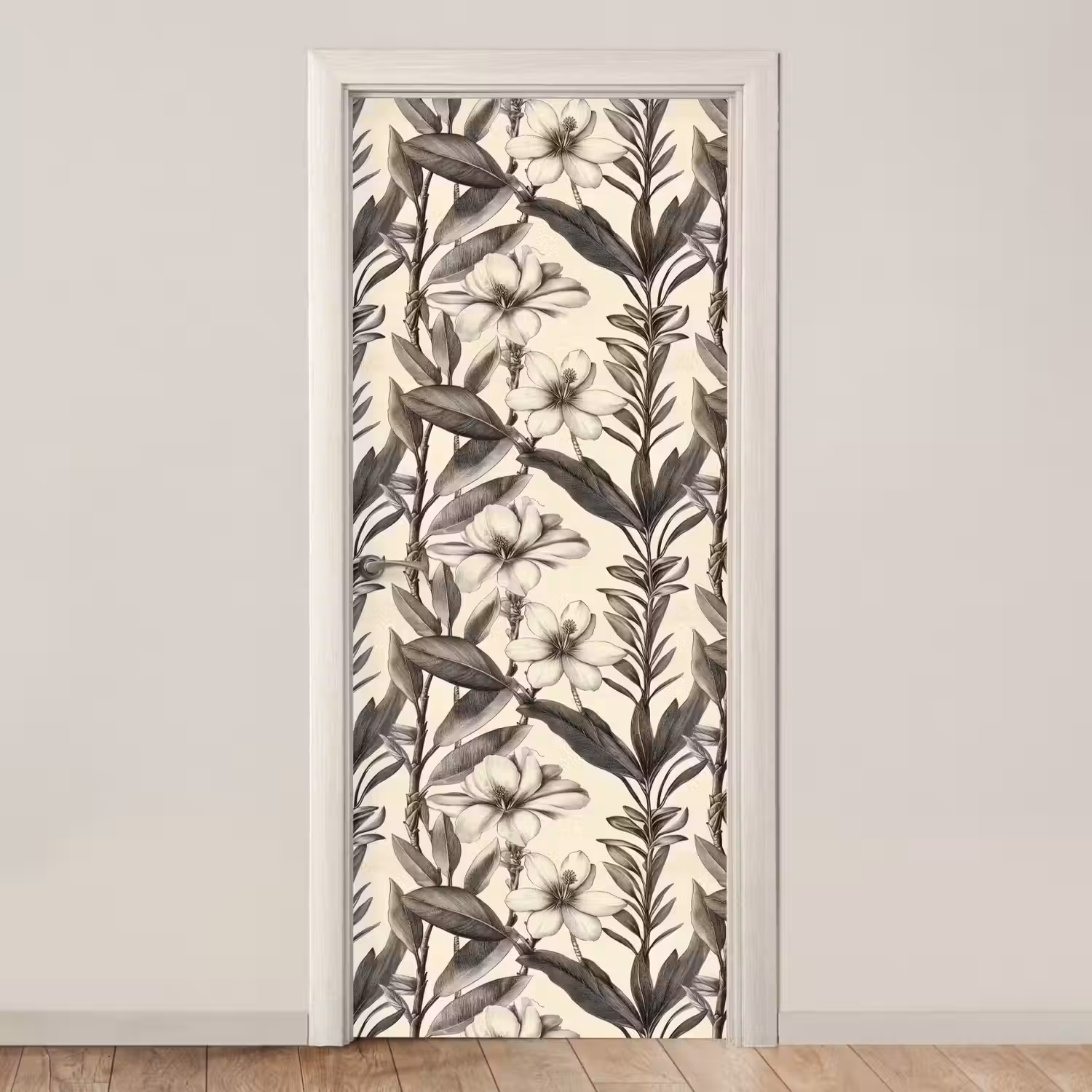 Klassiek - Botanisch - Zwart - Beige deurposter klein 289 -3d_beige