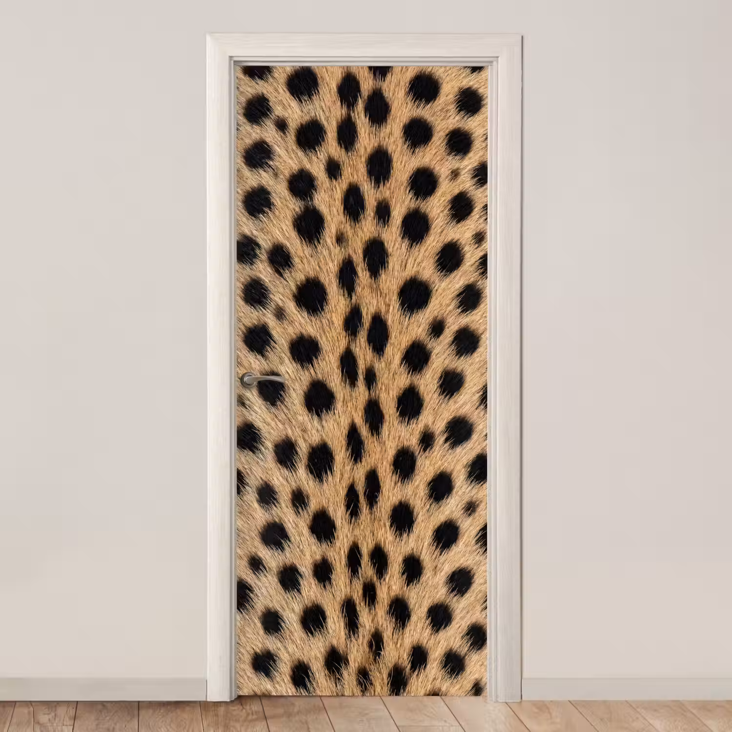 Vacht - Jachtluipaard - Zwart - Wit deurposter klein -3d_beige