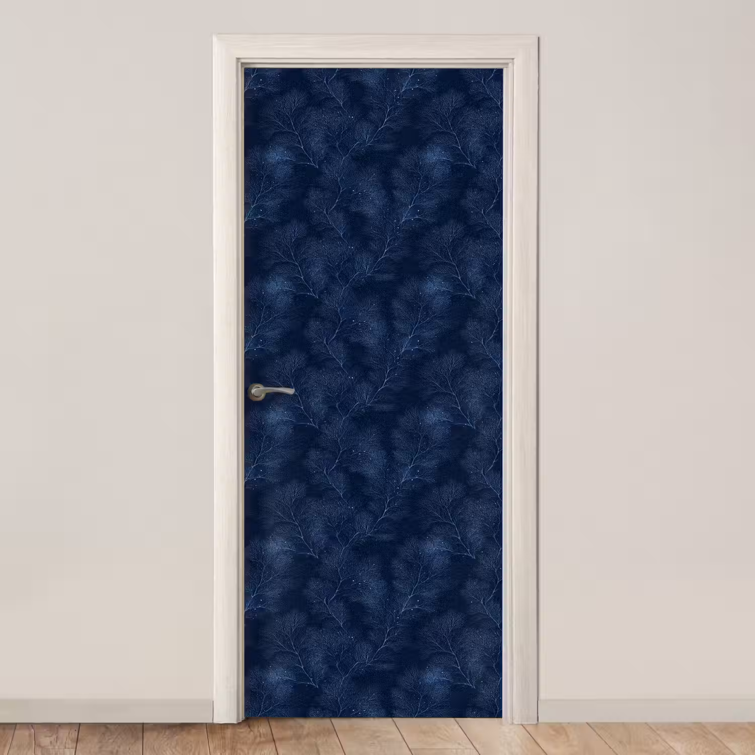 Koraal - Takken - Patroon - Nachtblauw deurposter klein 289 -3d_beige