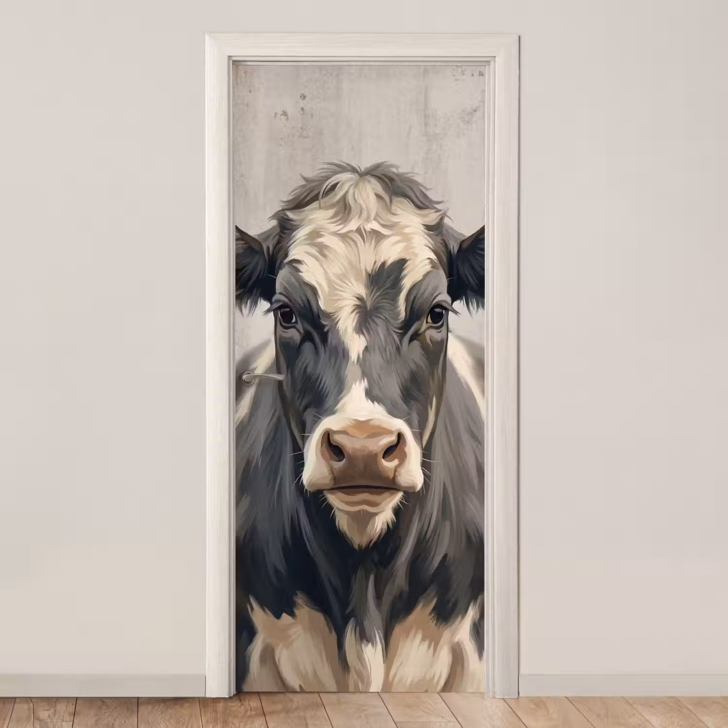 Koe - Portret - Dieren - Modern deurposter klein -3d_beige