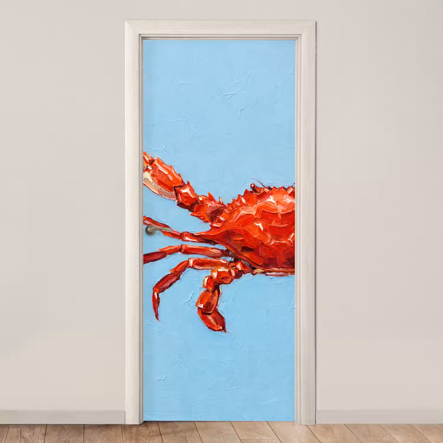 Krab - Zee - Dieren - Abstract - Rood deurposter klein -3d_beige
