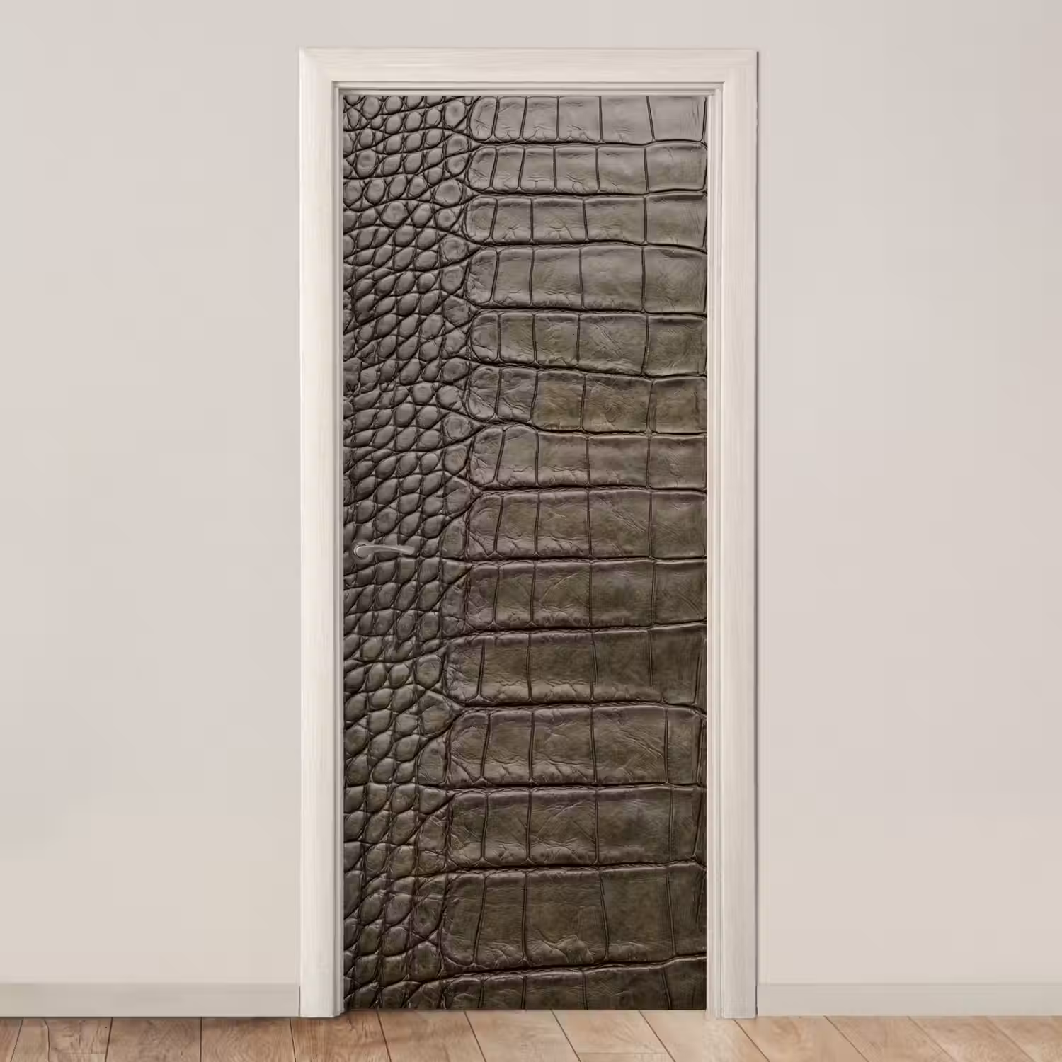 Krokodillenleer - Structuur - Groen deurposter klein -3d_beige