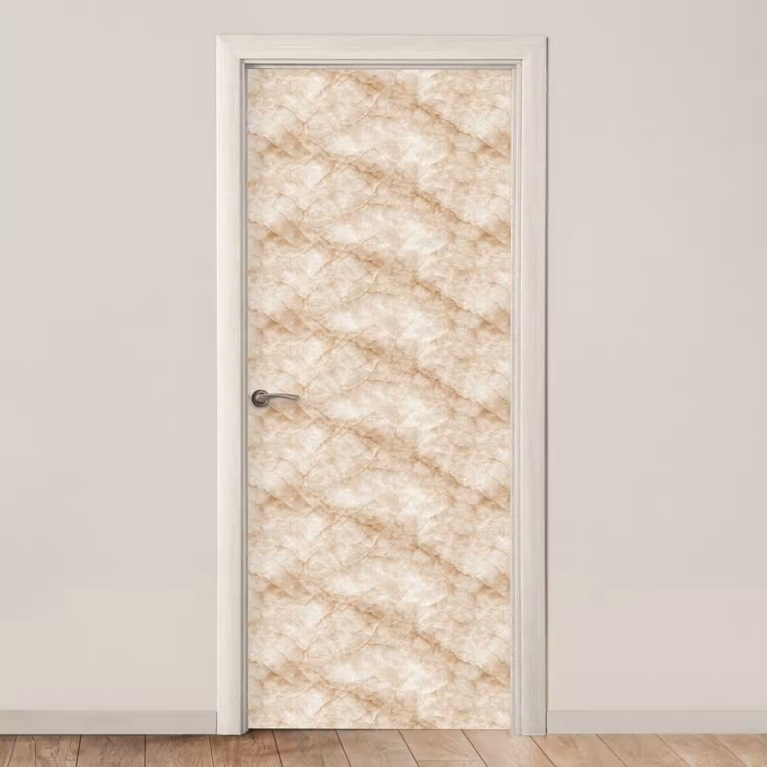 Kristalstructuur - Bruin - Marmer deurposter klein 289 -3d_beige
