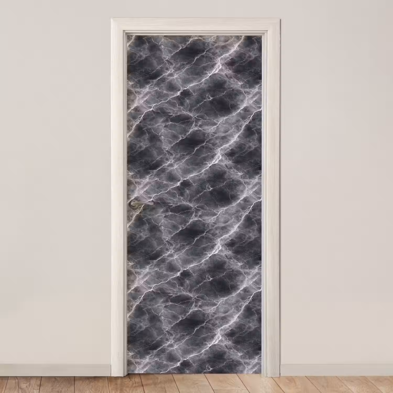 Donkergrijs - Bliksem - Marmer deurposter klein 289 -3d_beige