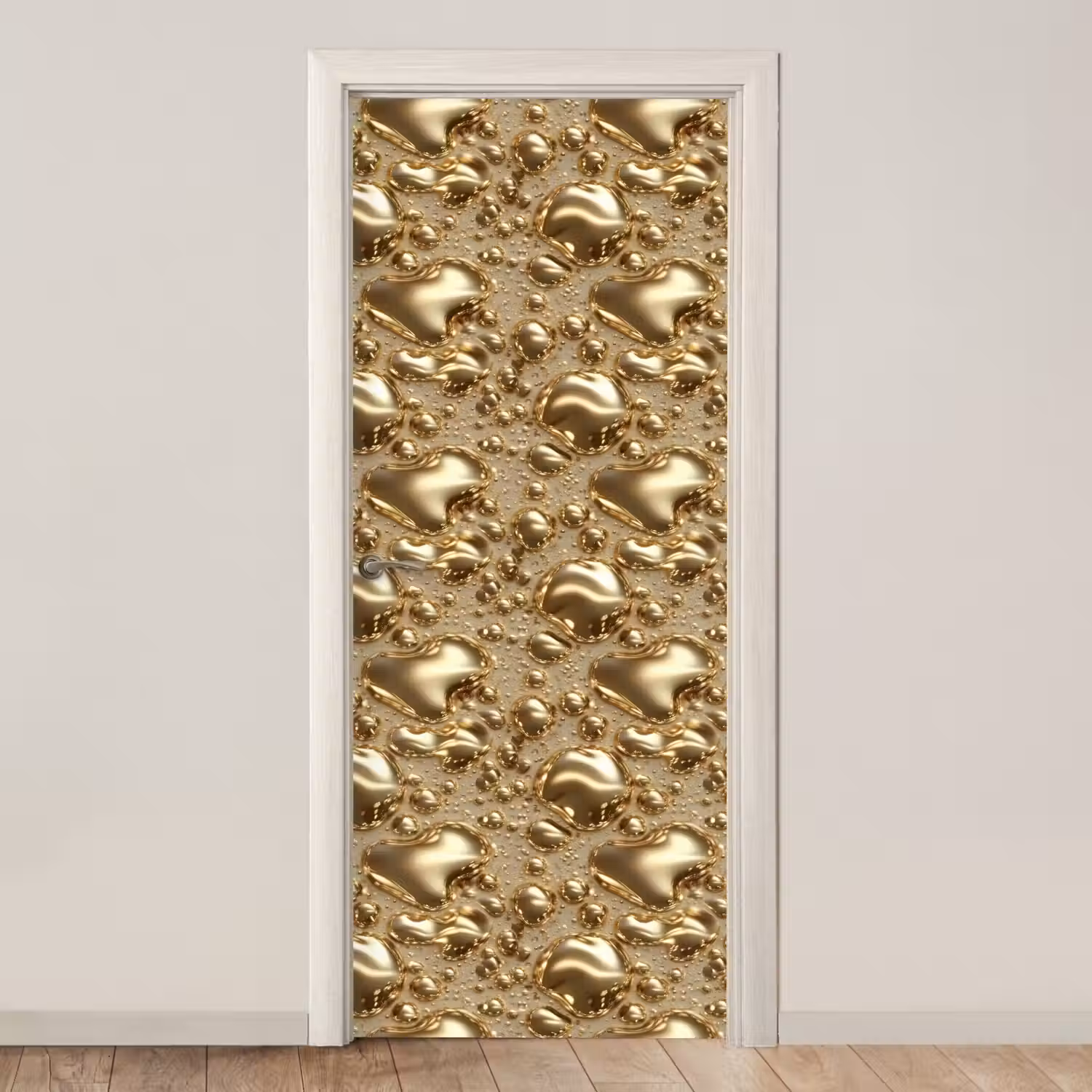 Druppels - Organisch - Goud deurposter klein 289 -3d_beige