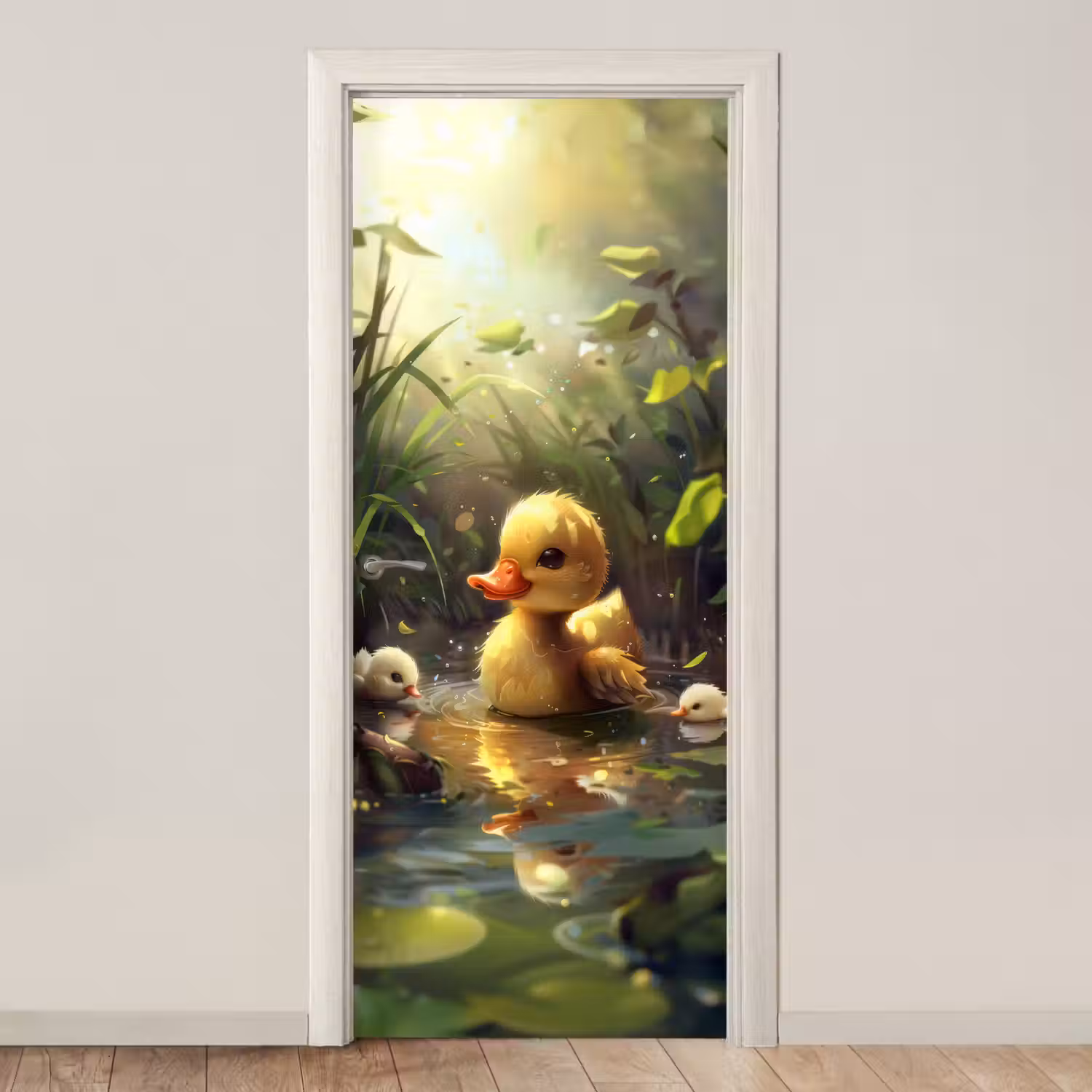 Eendjes - Dieren - Natuur deurposter klein -3d_beige