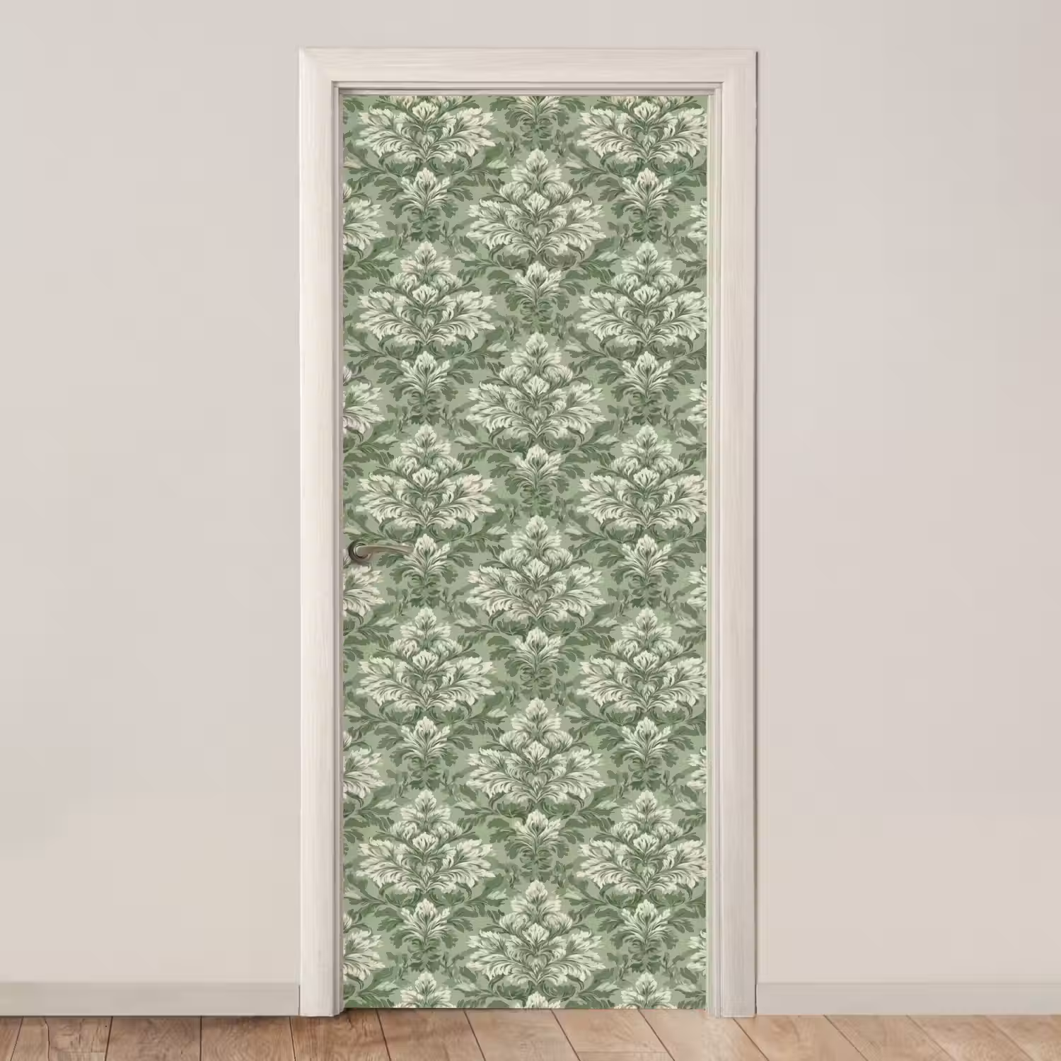 Sierlijk - Lichtgroen - Planten - Patroon - Getailleerd deurposter klein 289 -3d_beige