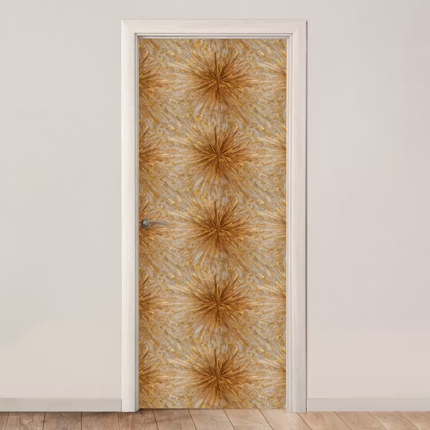 Explosie - Abstract - Goud - Wit deurposter klein 289 -3d_beige