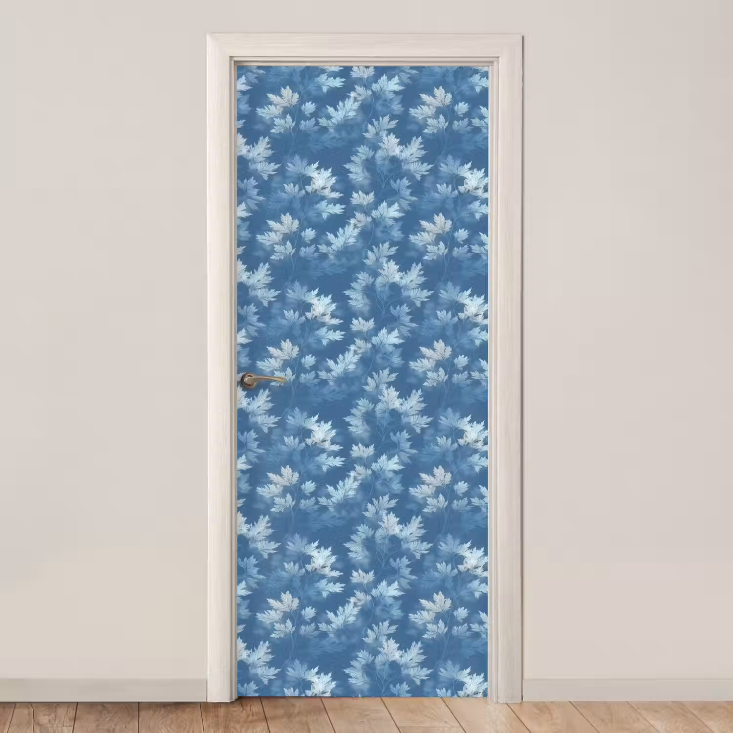 Varen - Botanisch - Patroon - Grijsblauw deurposter klein 289 -3d_beige