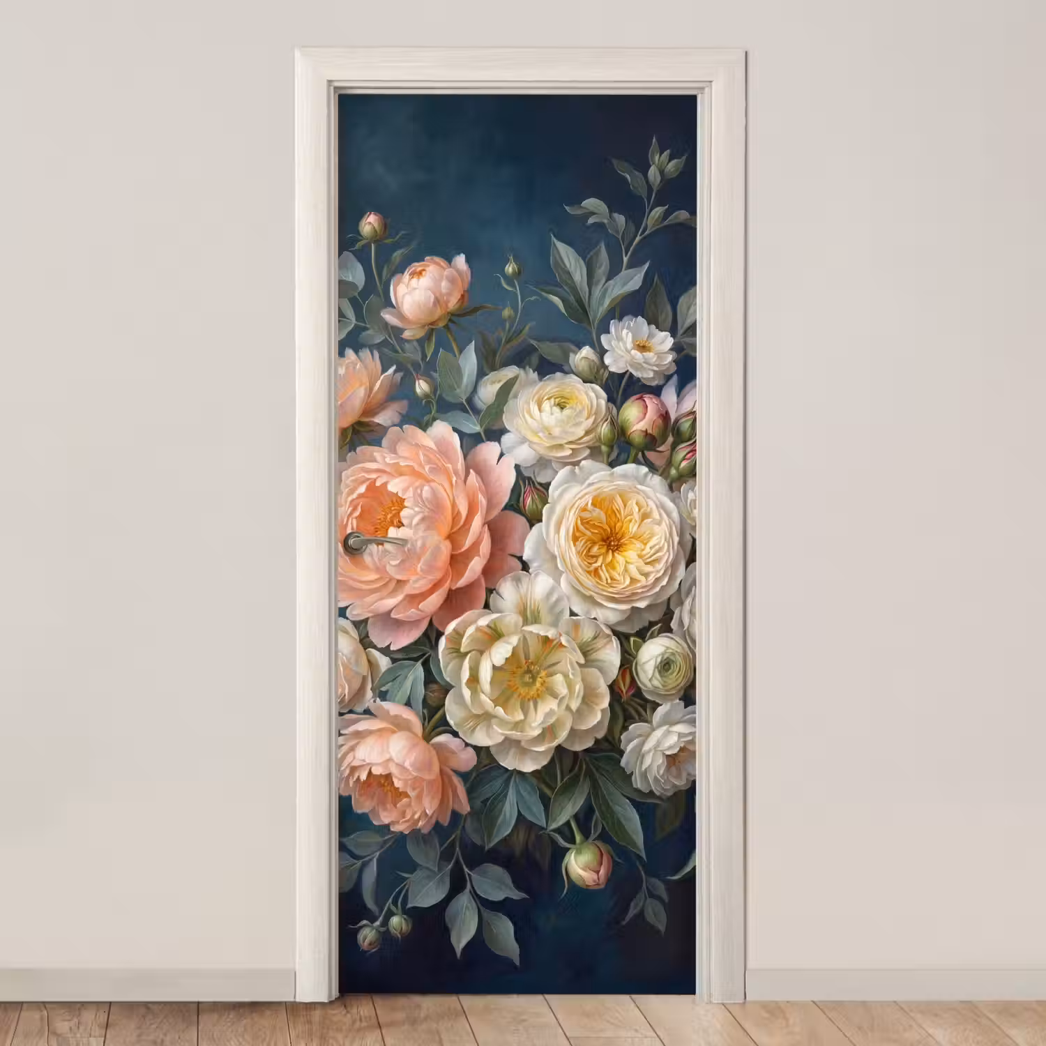 Bloemen - Boeket - Natuur - Klassiek - Kleurrijk deurposter klein -3d_beige