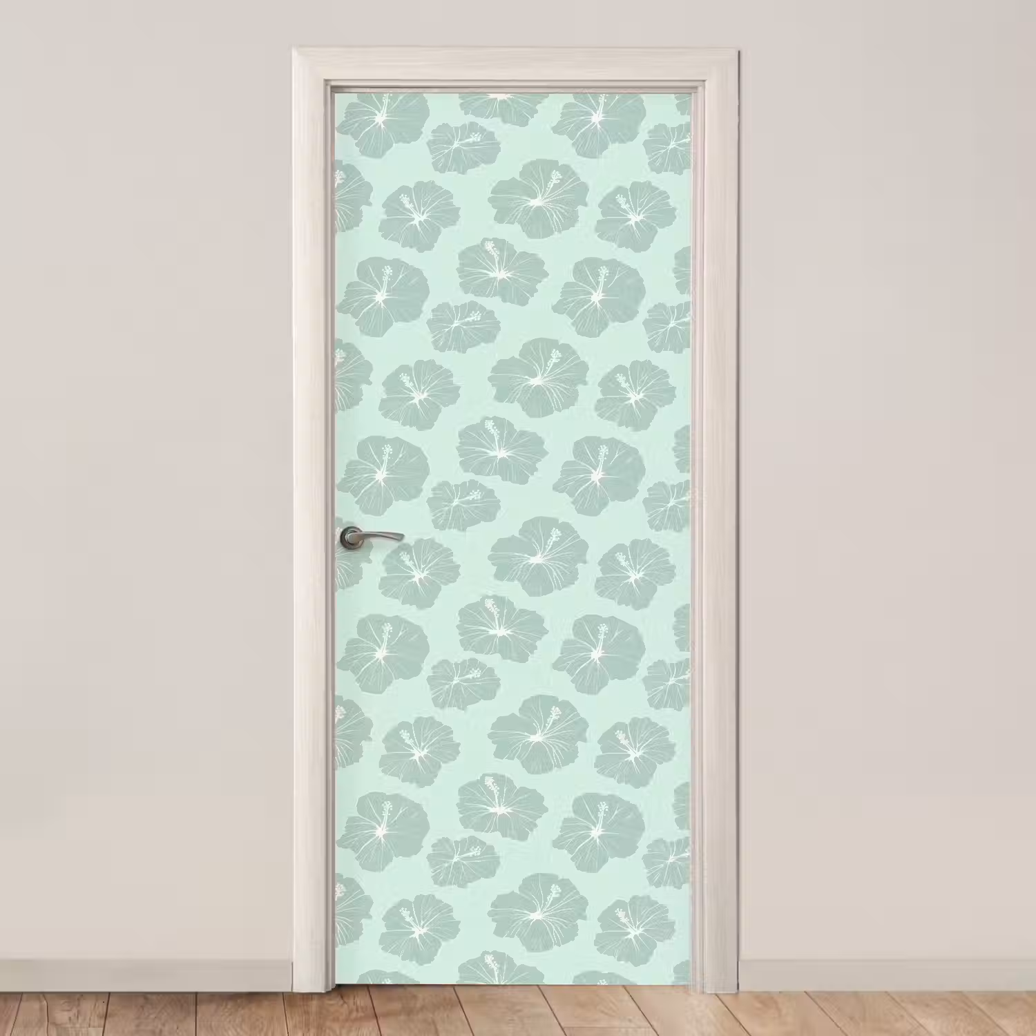 Bloemen - Hibiscus - Mint deurposter klein 289 -3d_beige