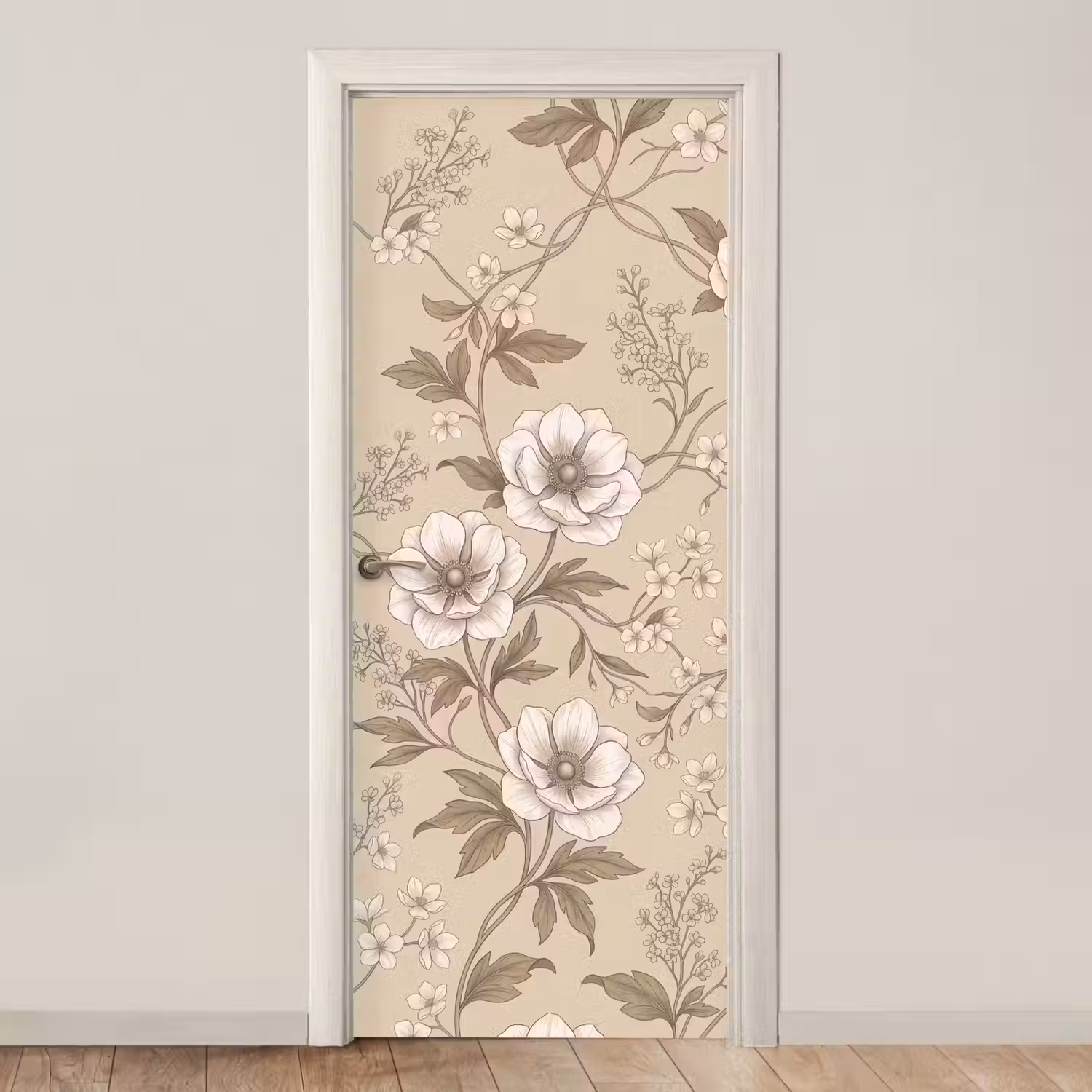 Bloemen - Patroon - Beige deurposter klein -3d_beige