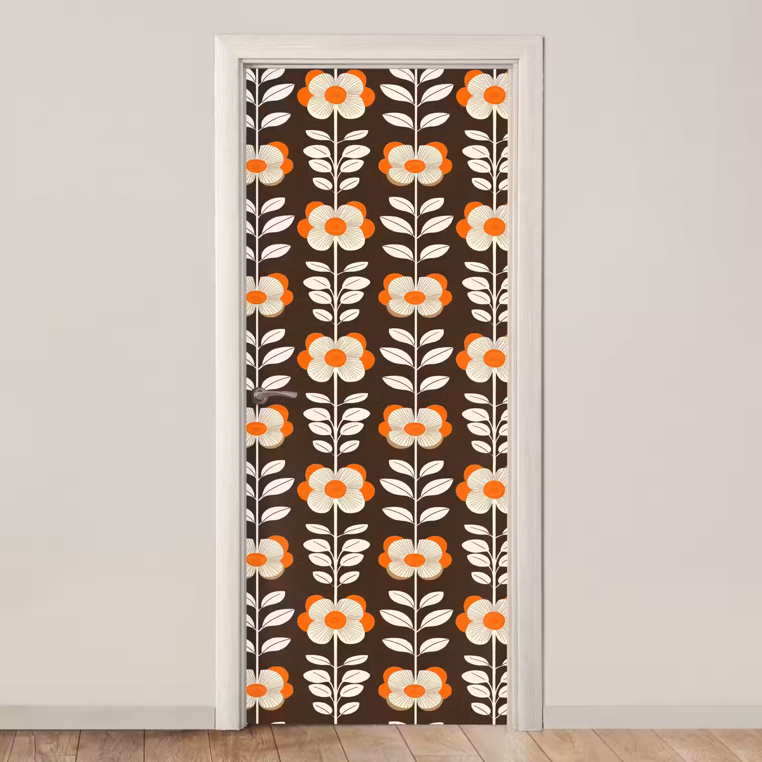Bloemen - Retro - Bruin deurposter klein 289 -3d_beige