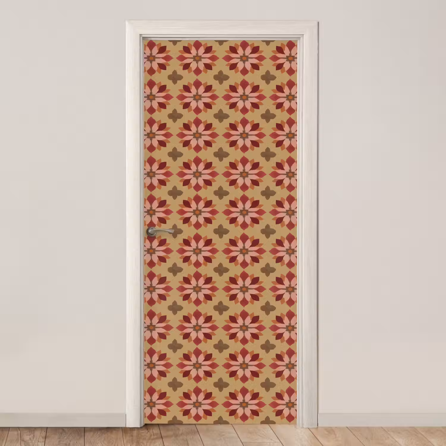 Bloemen - Retro - Groen deurposter klein 289 -3d_beige