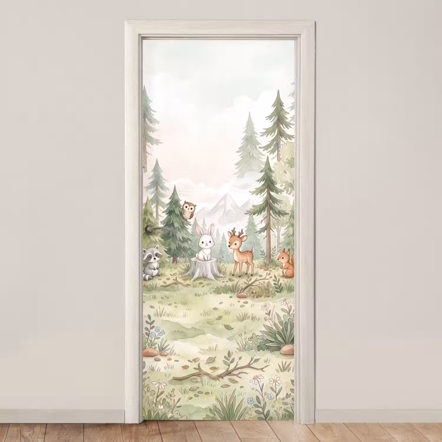 Bos - Dieren - Groen deurposter klein -3d_beige
