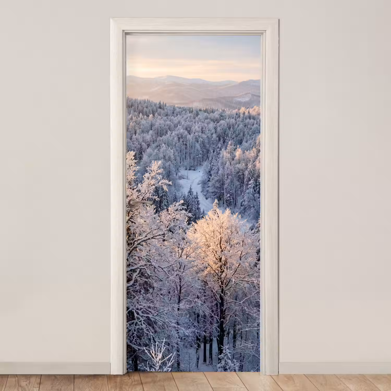 Bos - Bergen - Goud - Winter - Warm deurposter klein -3d_beige
