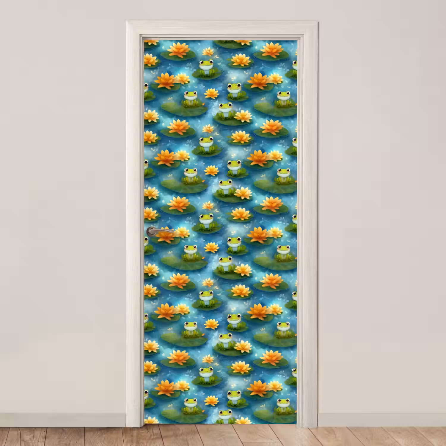Kikker - Lelies - Groen deurposter klein 289 -3d_beige